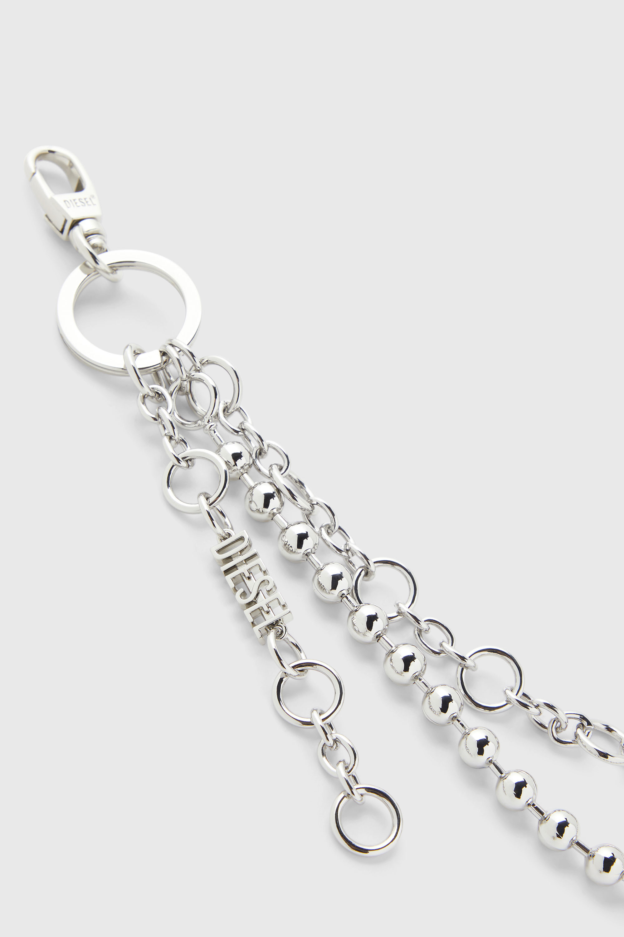 CHAIN-D M Layered chain charm with heart and Diesel pendant