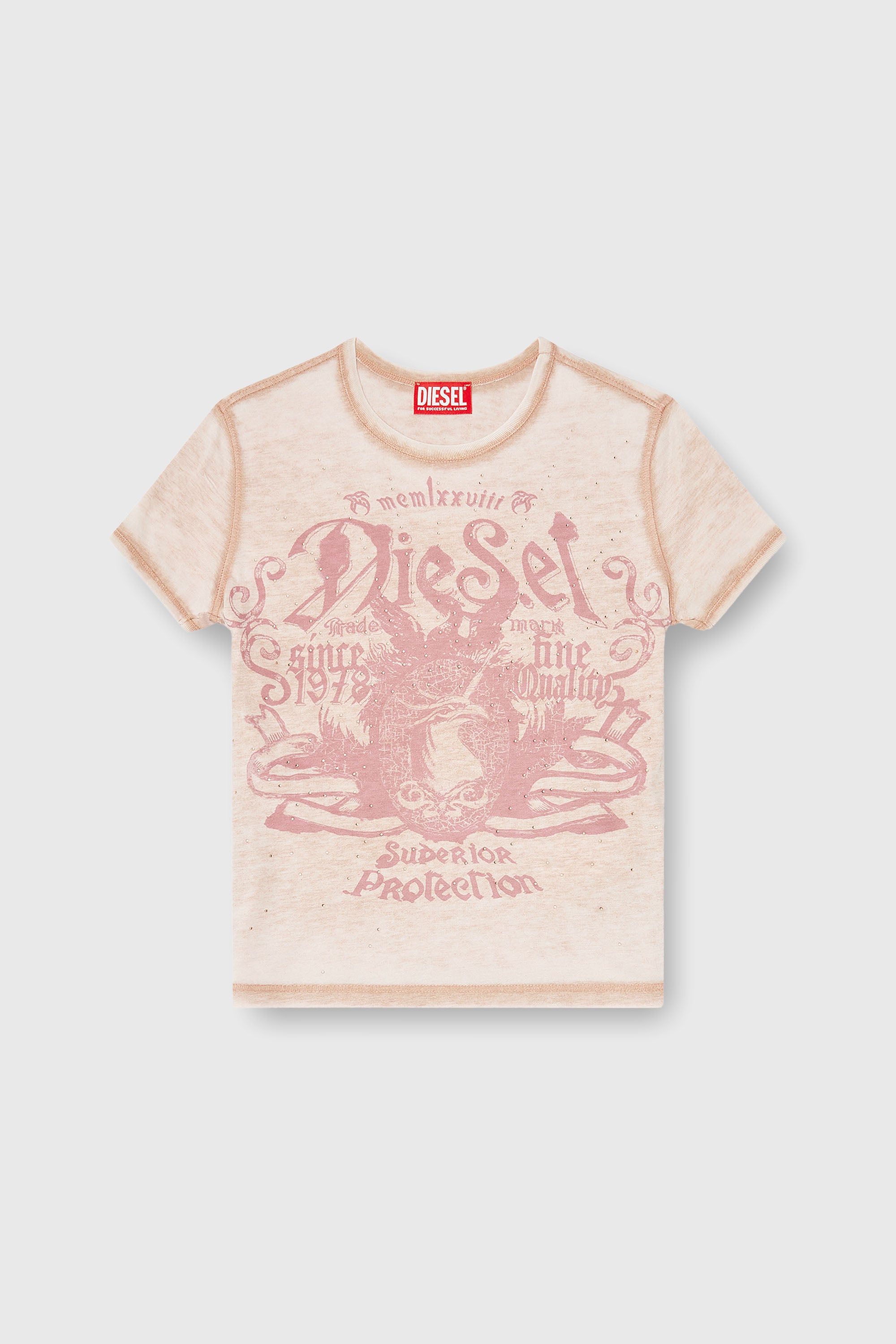 Diesel - T-UNCUTIES-LONG-AA3, Female's Tシャツ in ピンク / ホワイト - 2