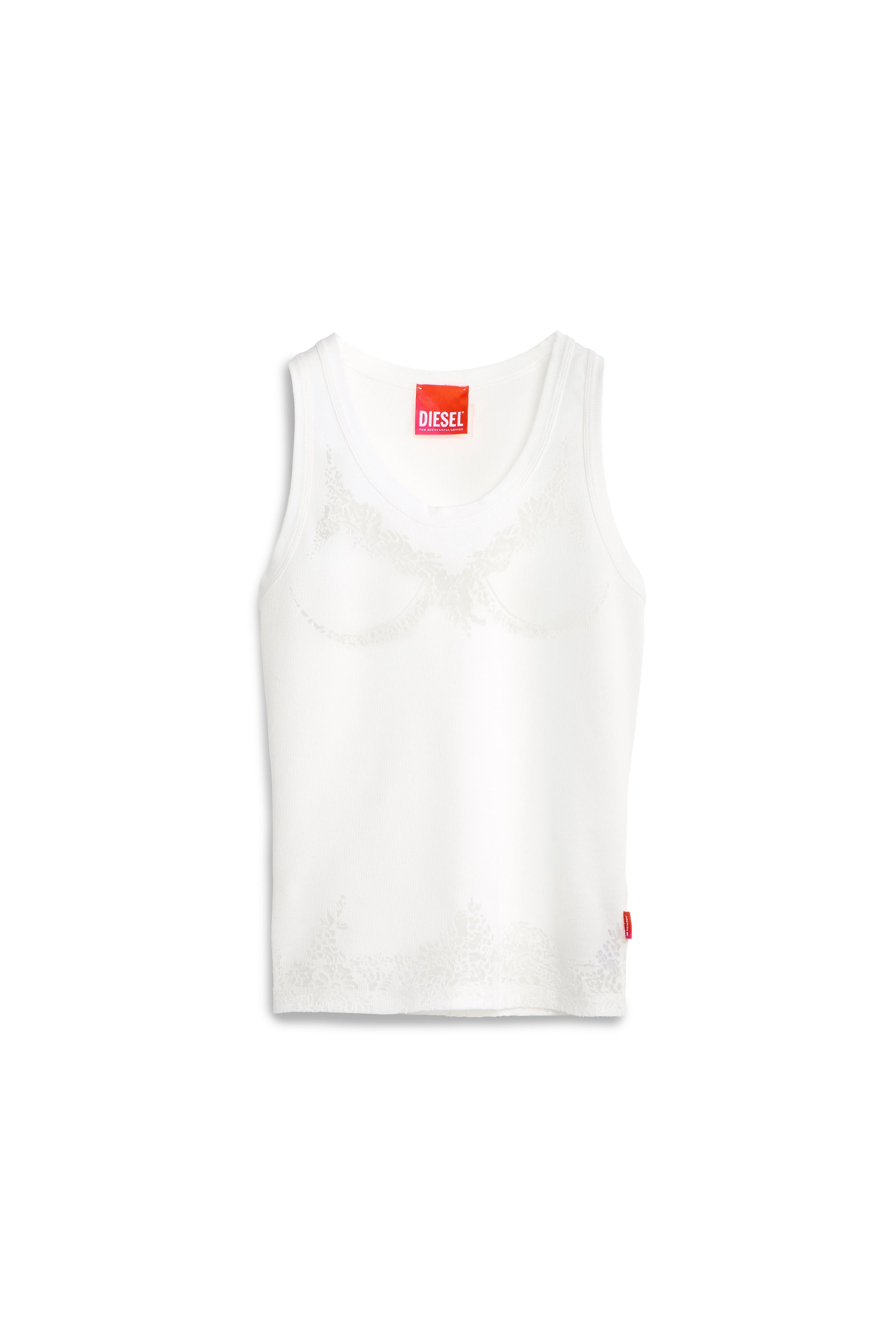 Diesel - PR-T-ANKI-LACE-R, Female's Tank top with devor&eacute; lace effect in ホワイト - 4