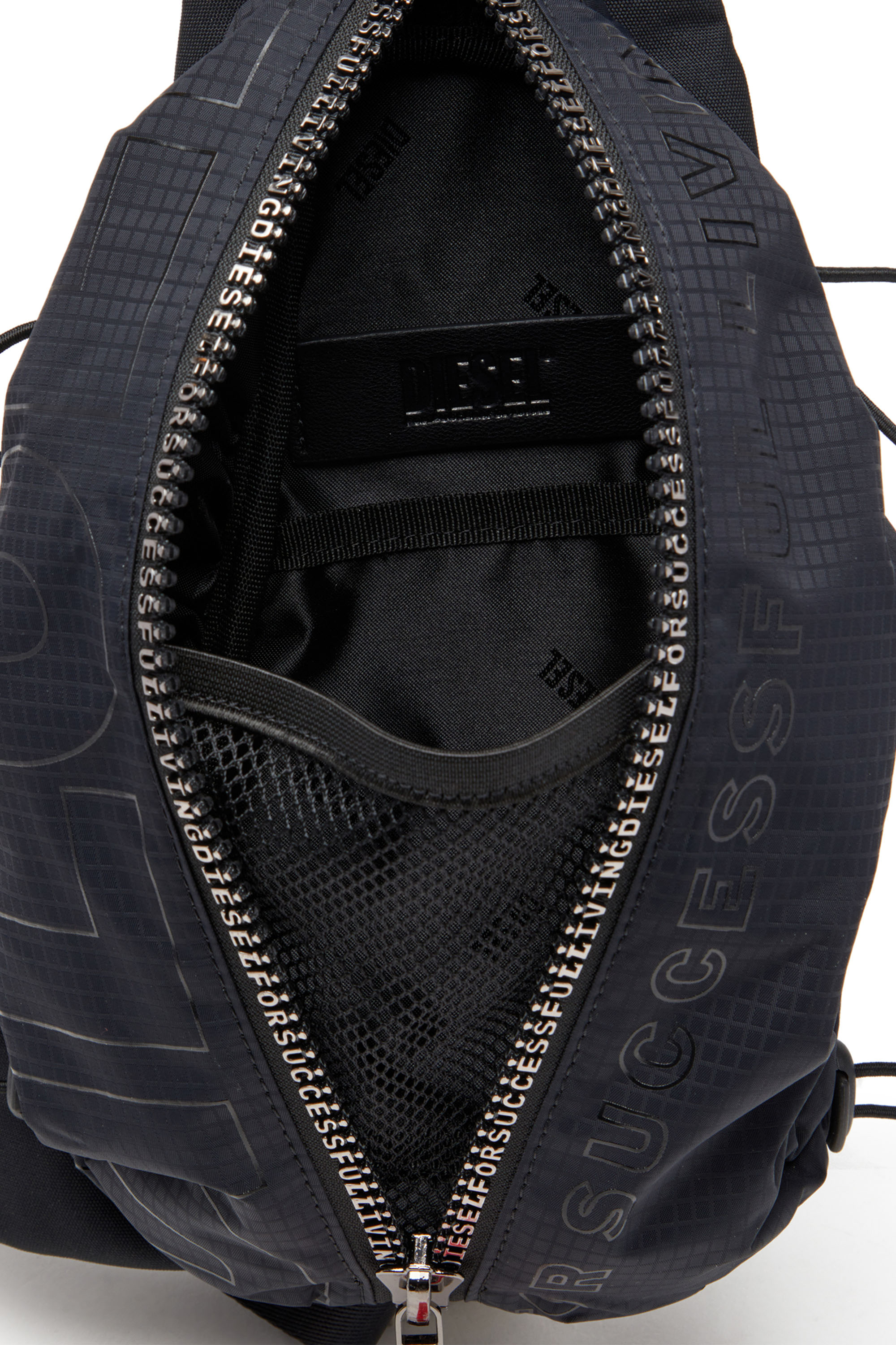 Diesel - ZIP-D CROSSBODY X, Male's Zip-D-Sling bag in check-jacquard shell in ブラック - 4