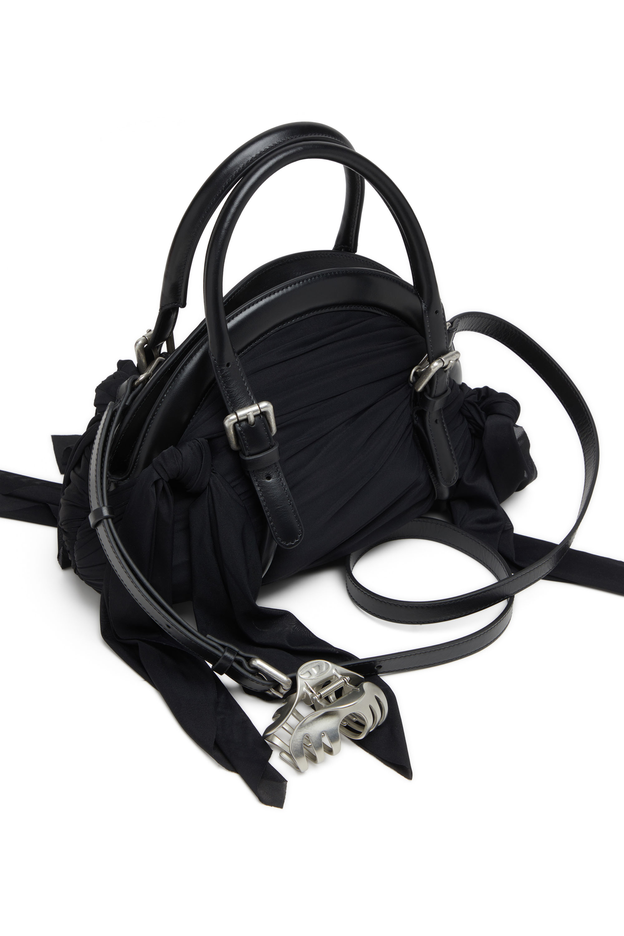 Diesel - TRASH-D TOP HANDLE, Female's Trash-D-Bandana handbag in jersey and leather in ブラック - 2