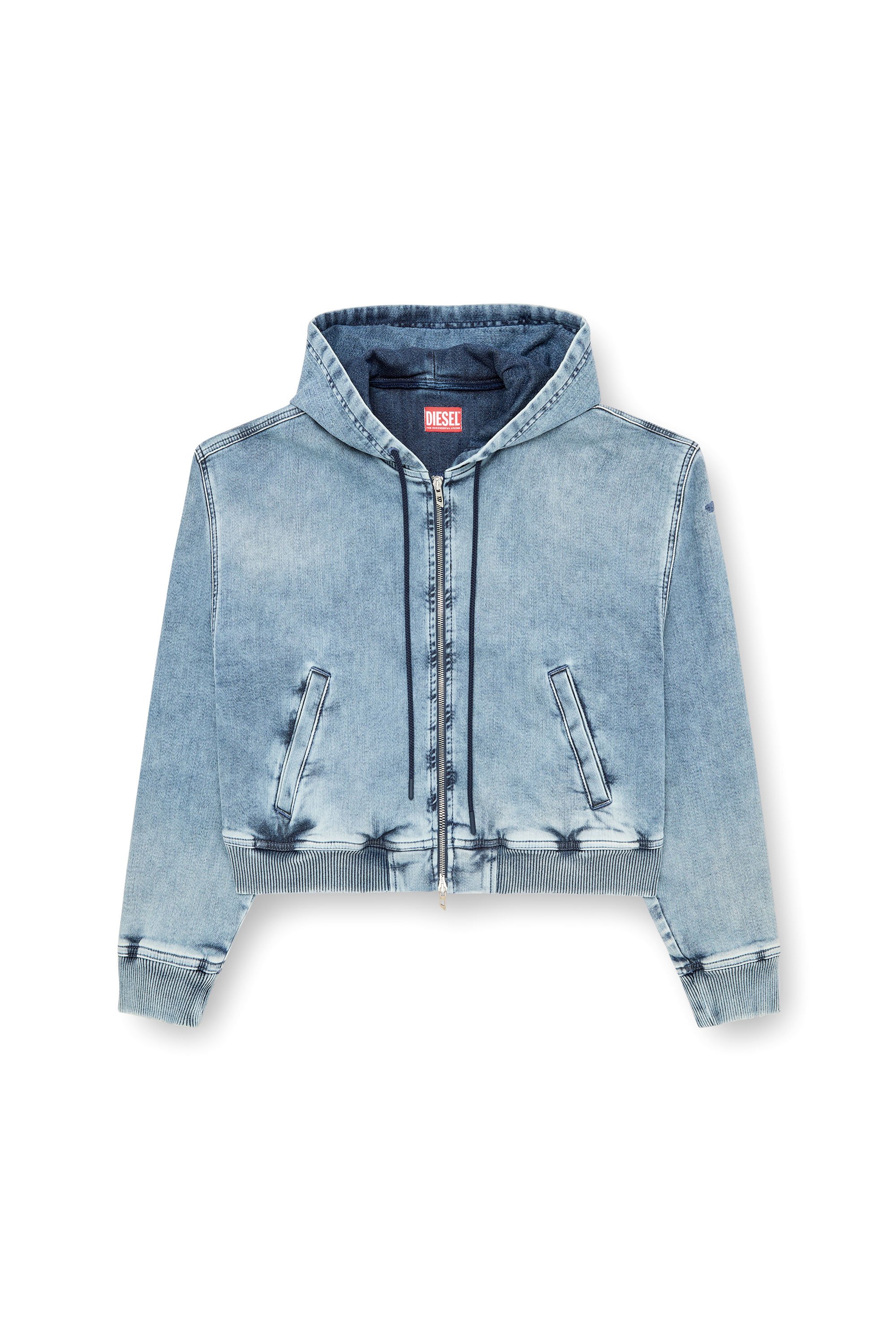 Diesel - DE-GIRI-CROP JOGG, Female's Zipped hoodie in JoggJeans in ライトブルー - 3