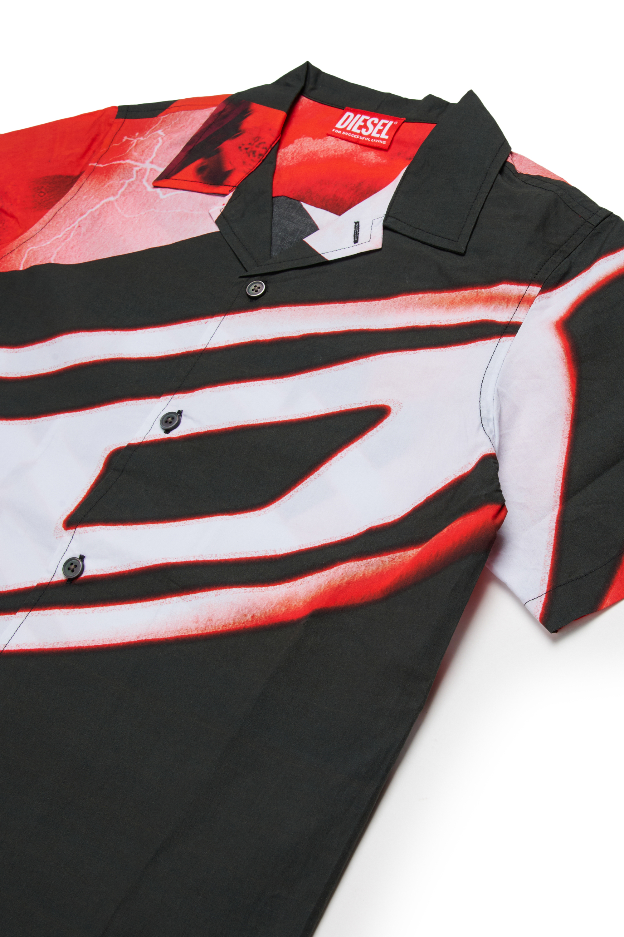 Diesel - MCIOND, Male's Cotton shirt with all-over blurred print in ブラック - 4