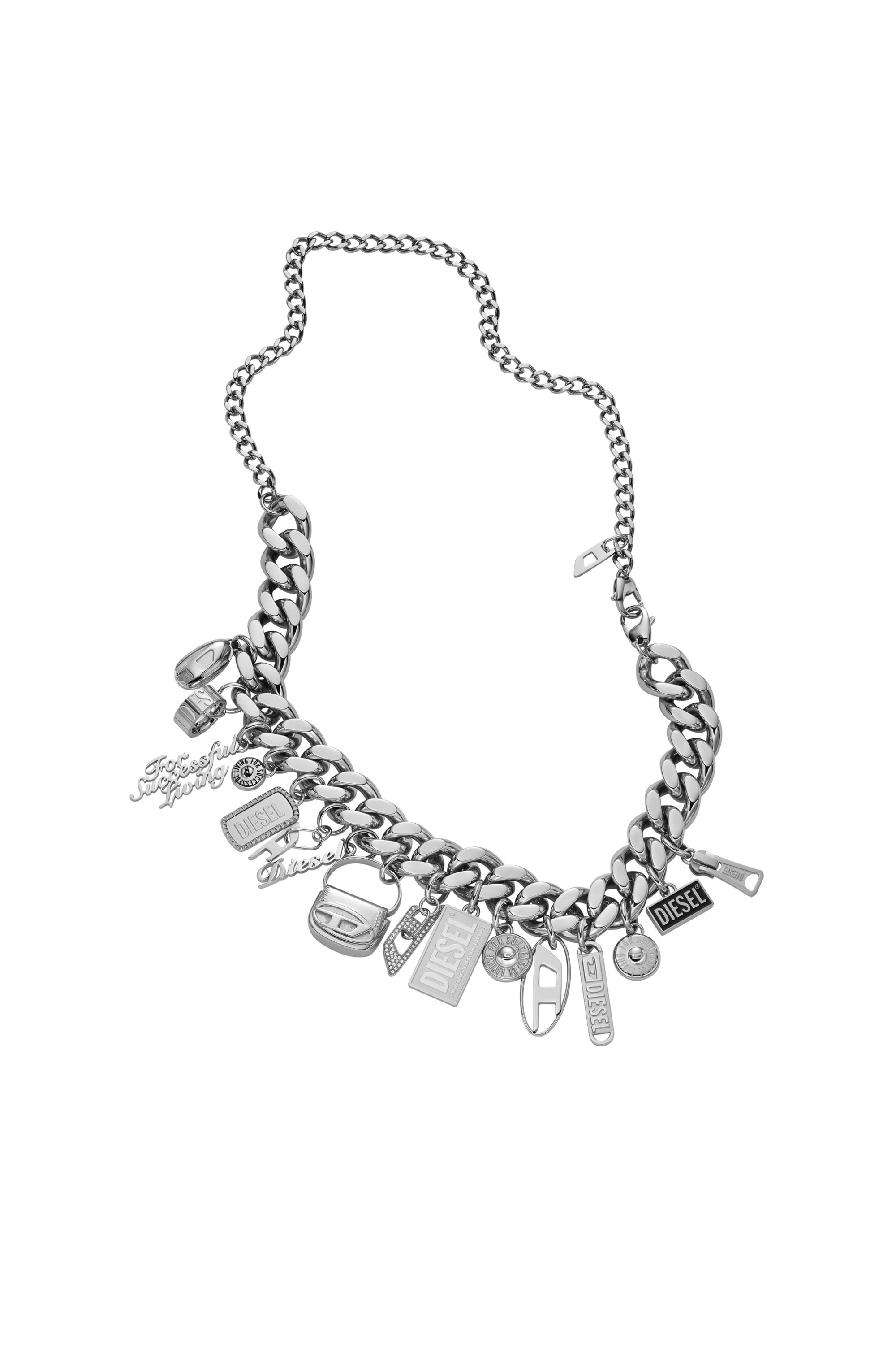 Diesel - DX1521 JEWEL, Unisex's Stainless steel charm chain necklace in シルバー - 2