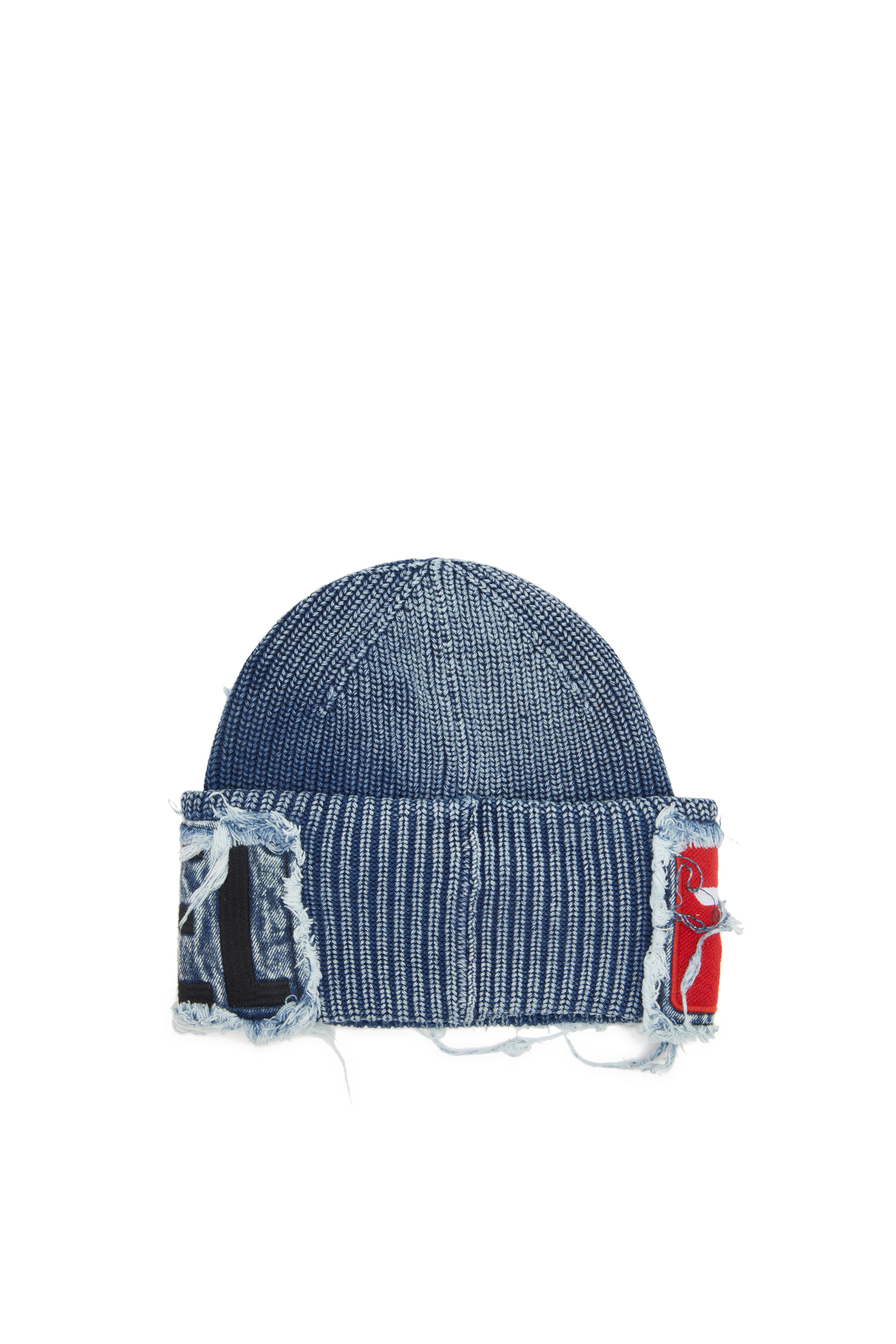 Diesel - K-FROK, Unisex's Denim effect beanie with bold patch detail in ブルー - 2