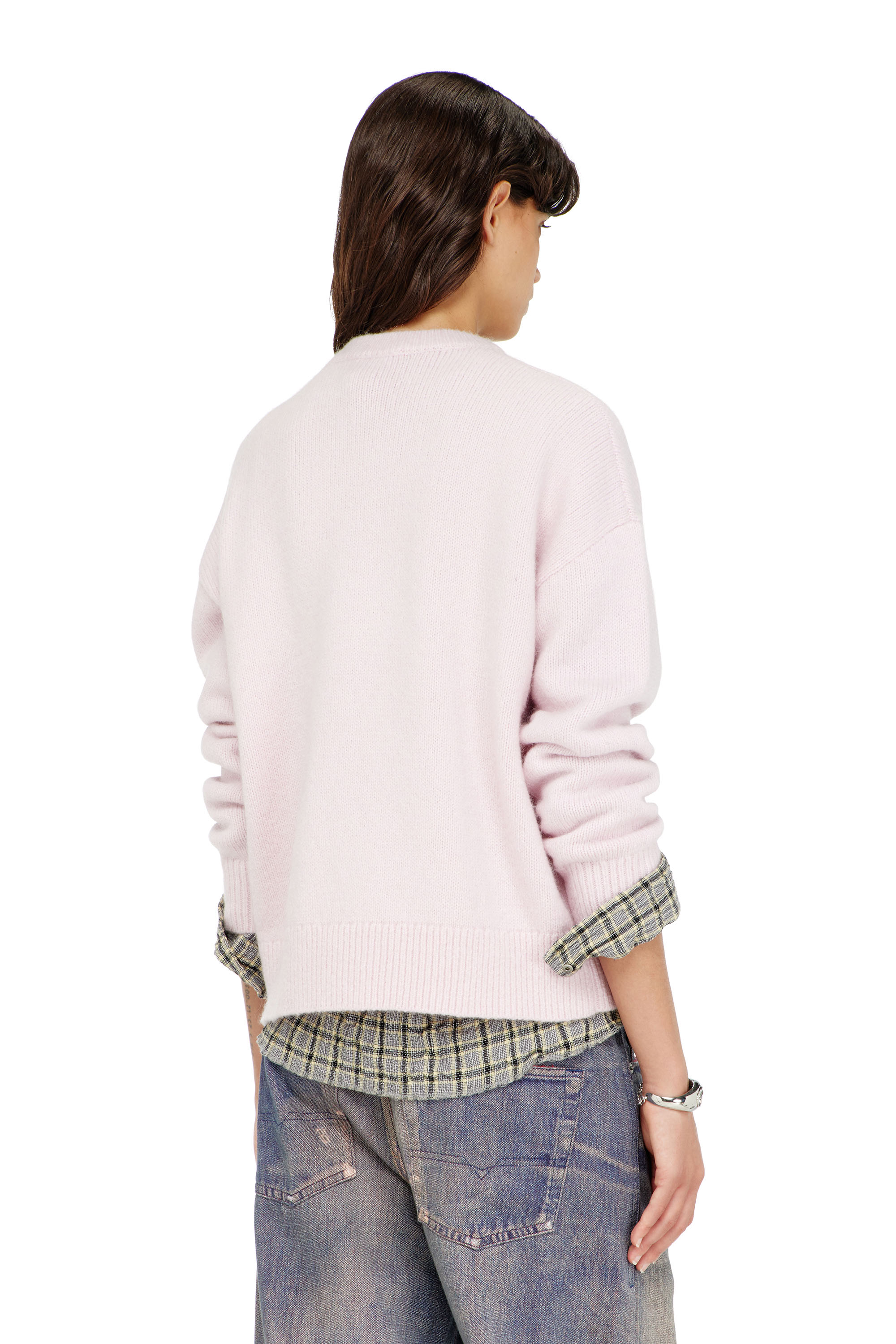 Diesel - M-AREETA, Female's プルオーバーニット in ピンク / ホワイト - 5