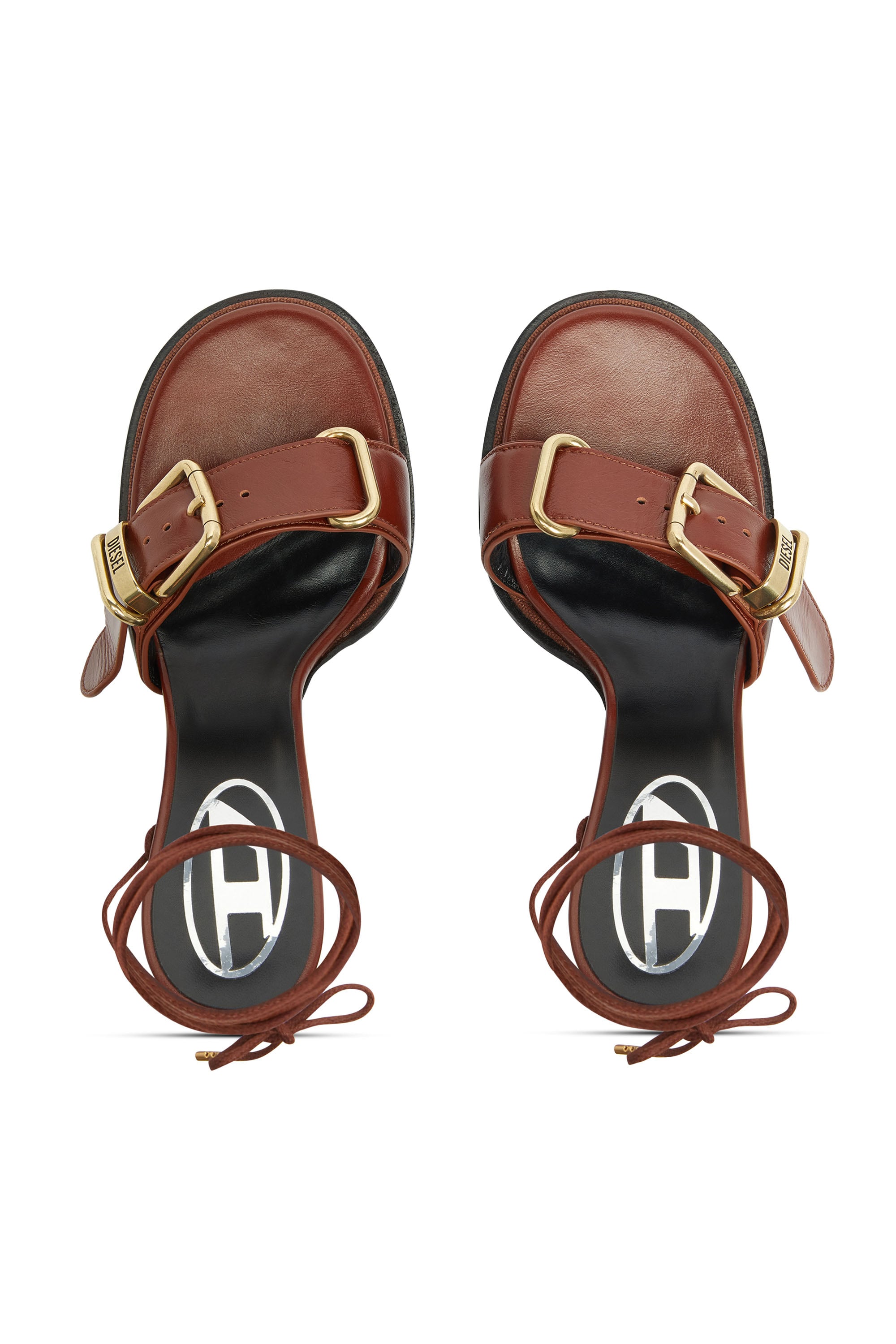 Diesel - D-COCCO-90-SA, Female's D-Cocco-Ankle-wrap sandals in leather in ブラウン - 6