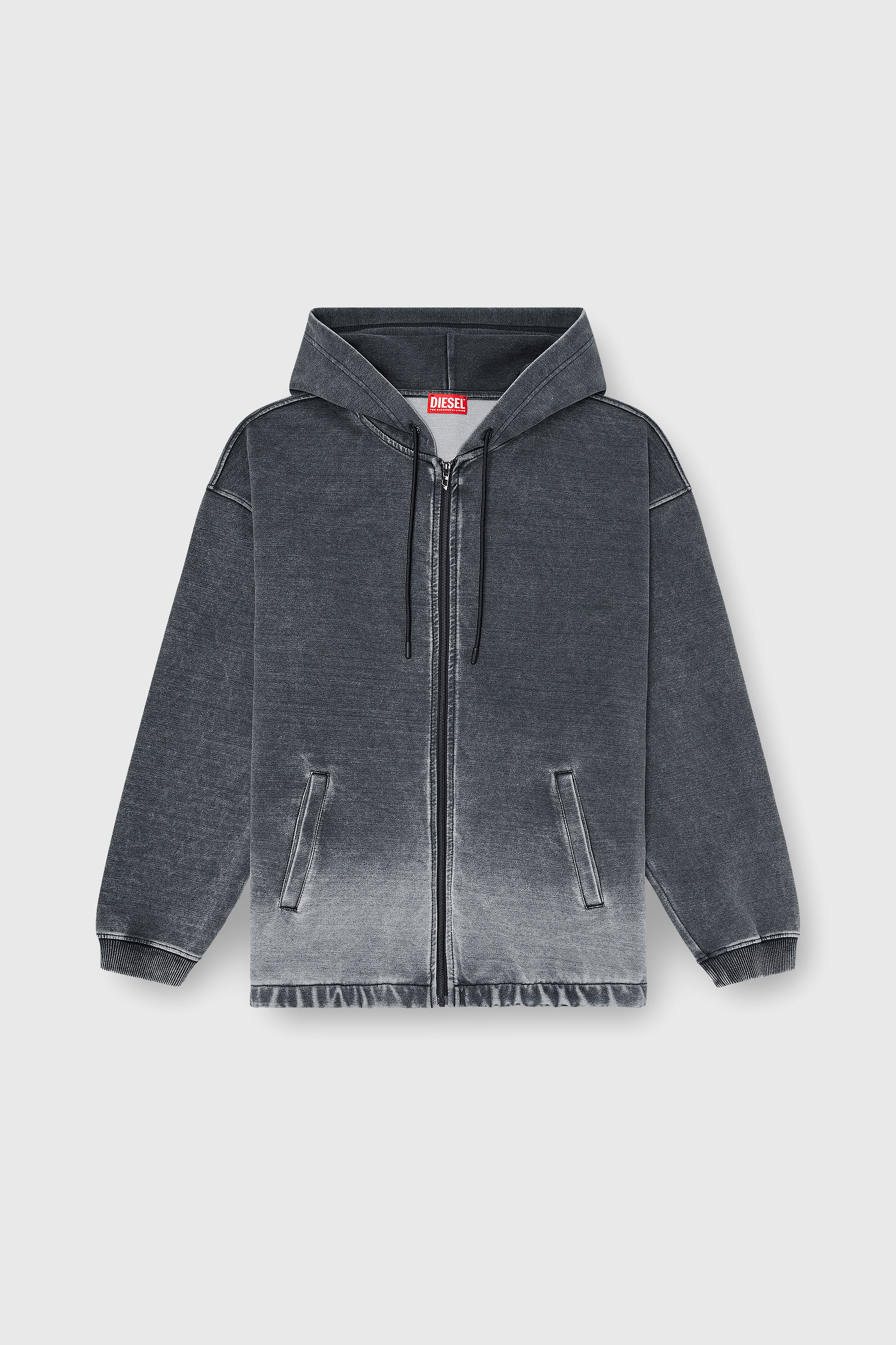 Diesel - S-HERMY-ZIP, Male's ジップアップパーカー in ダークグレー - 2
