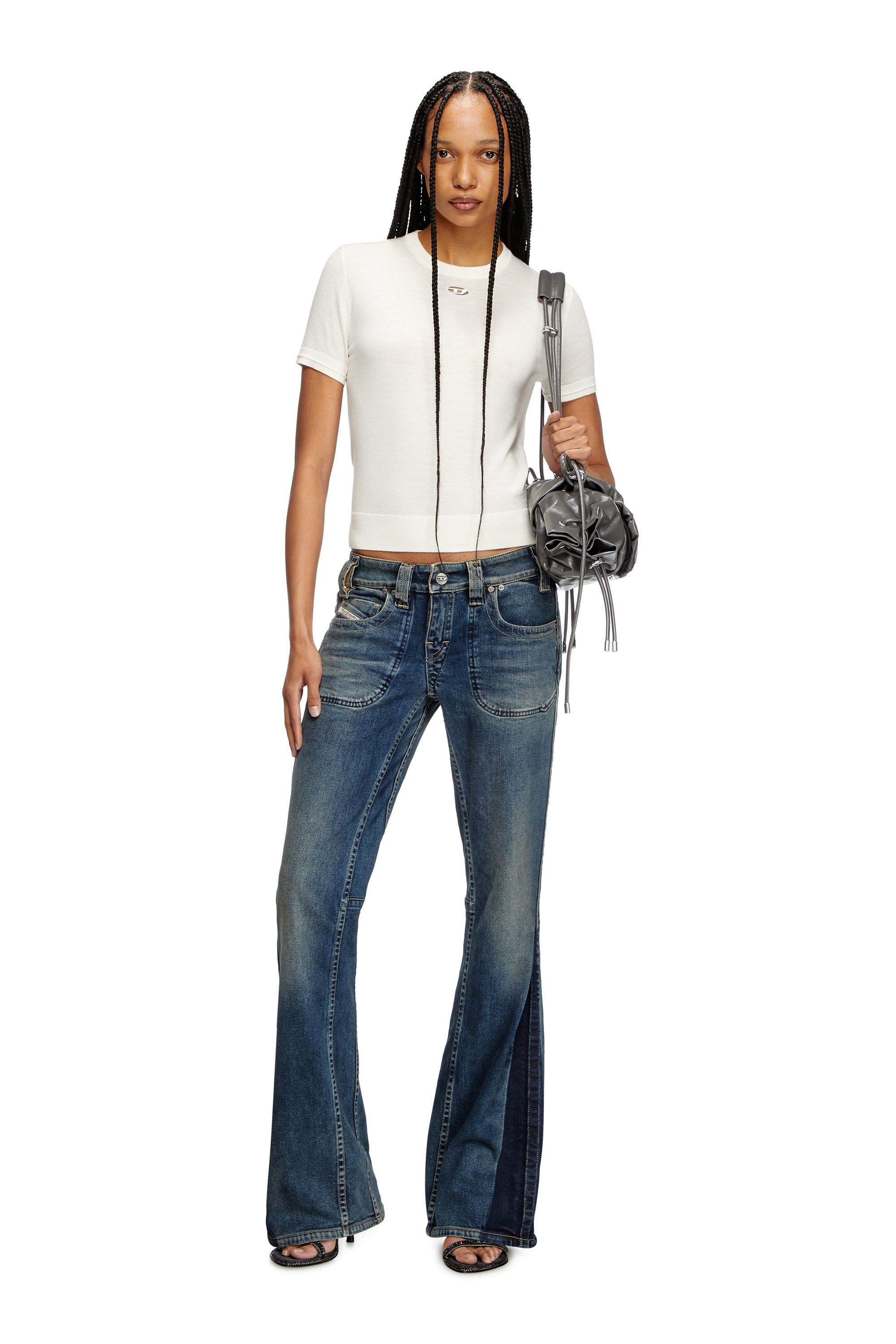 Diesel - M-ALINE, Female's Short-sleeve jumper in wool in ホワイト - 2