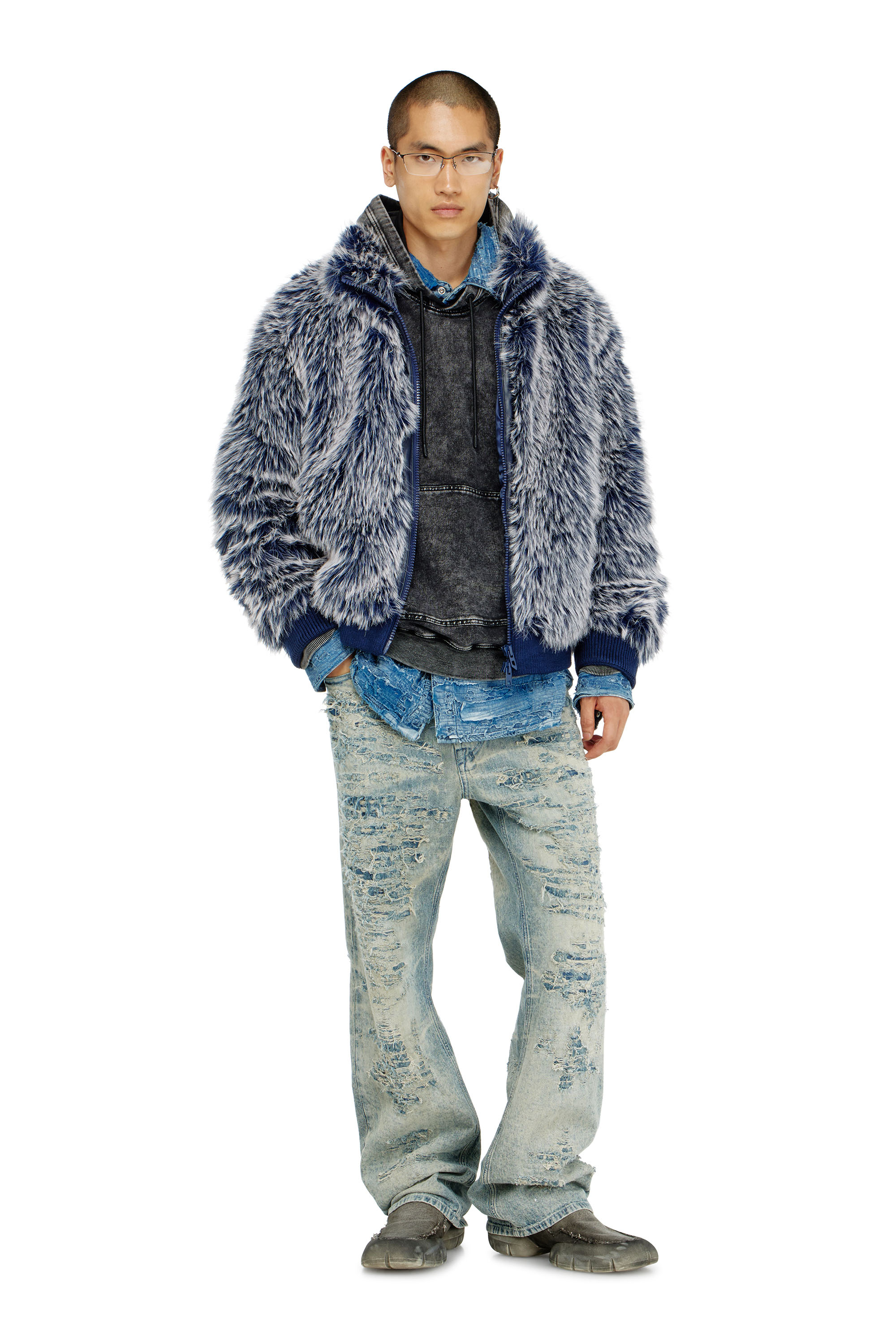 Diesel - W-VICTOR, Male's ジップアップジャケット in ミディアムブルー - 1