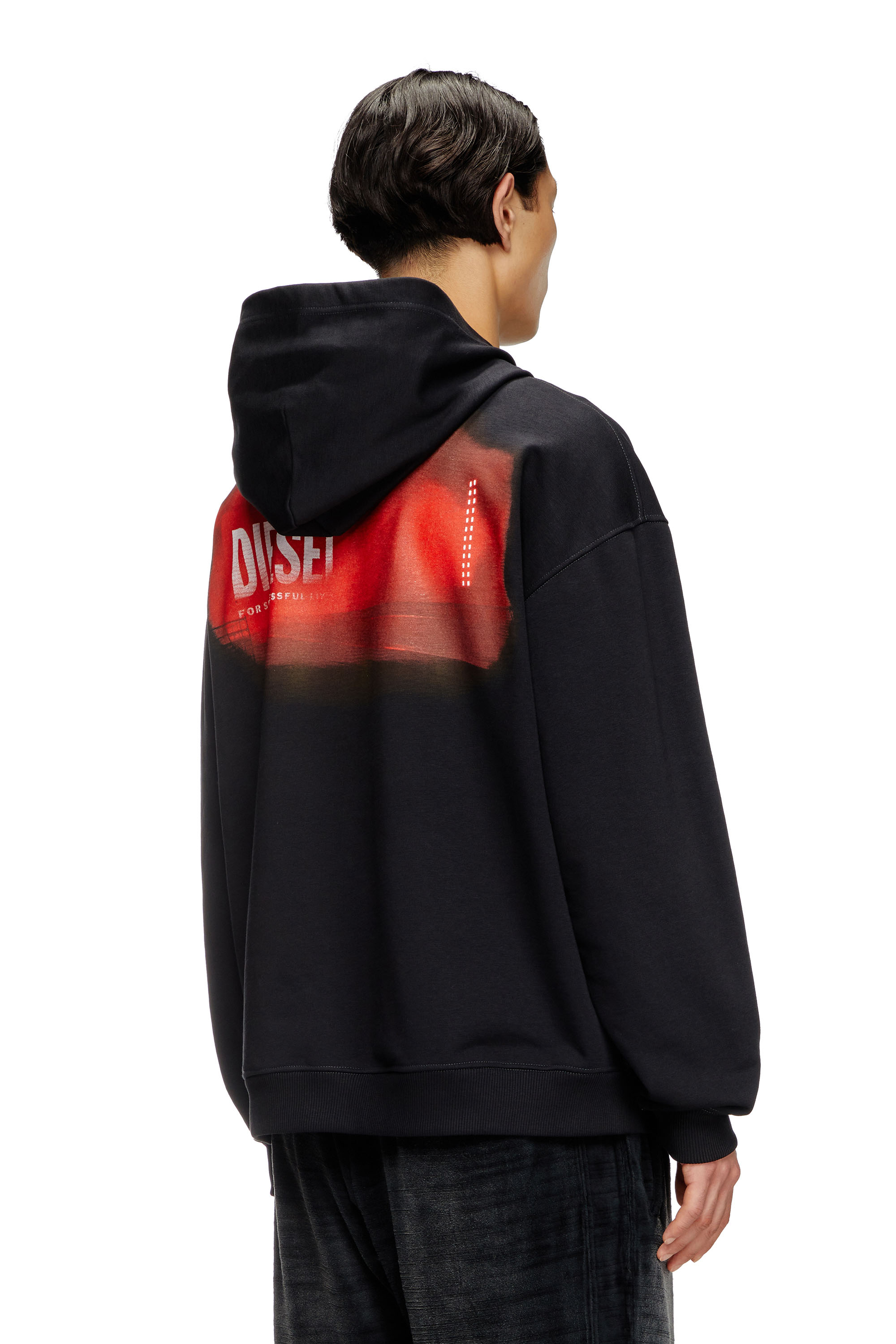 Diesel - S-BOXT-HOOD-R11, Male's Hoodie with runway set print in ブラック - 4