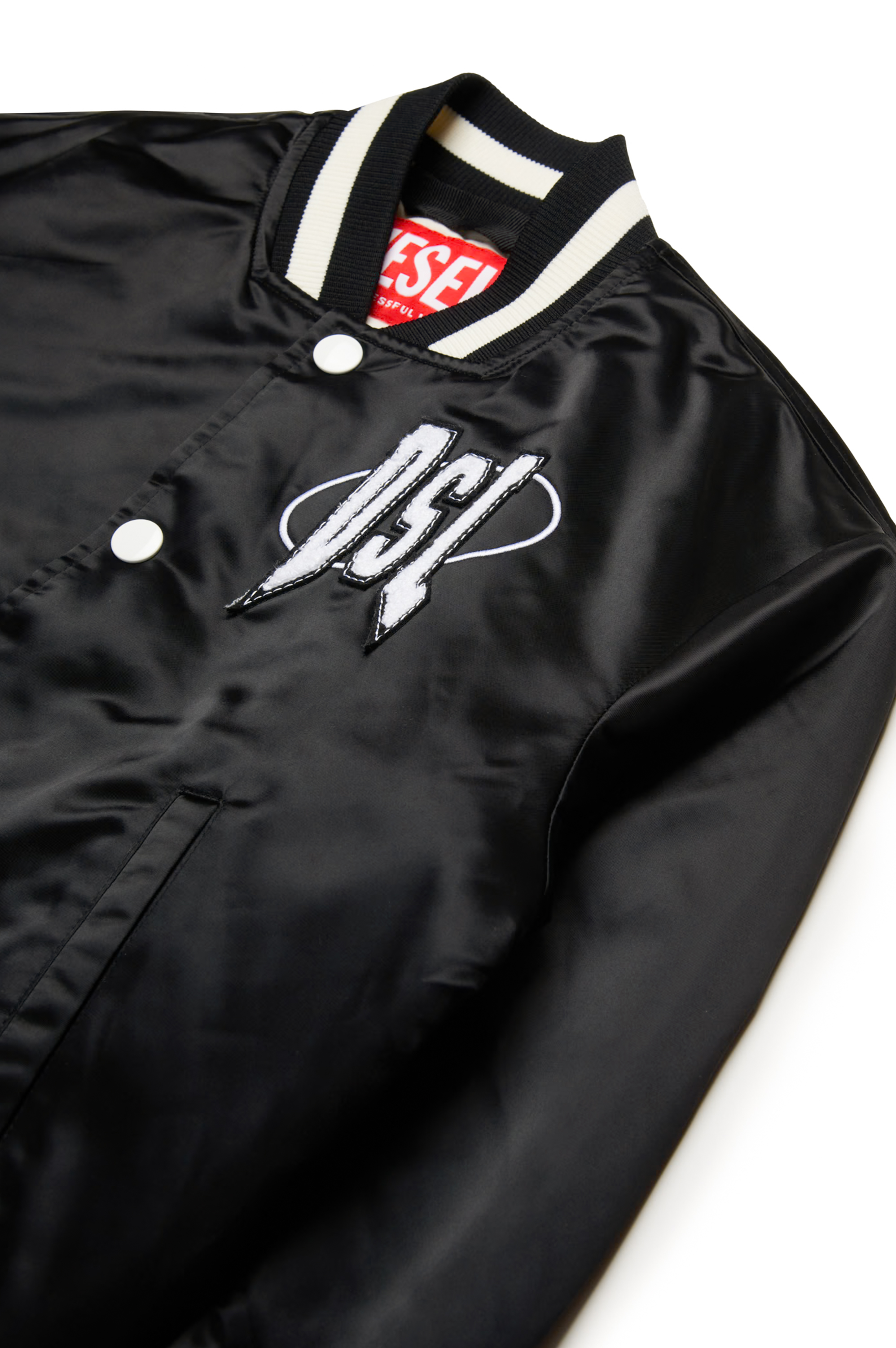 Diesel - JSTART, Male's Padded varsity bomber jacket in satin in ブラック - 3