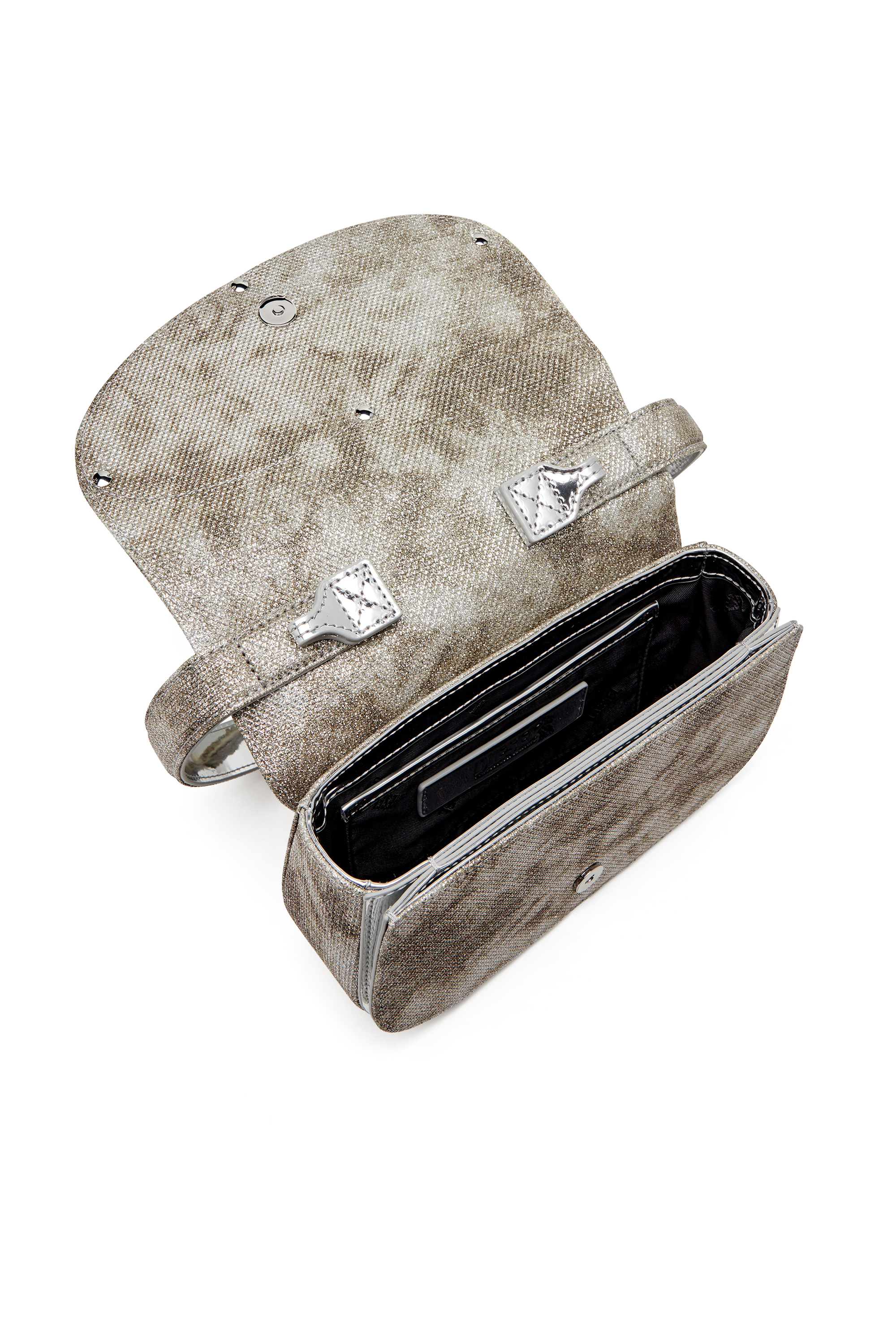 Diesel - 1DR, Female's 1DR-Iconic shoulder bag in shimmer fabric in ミリタリーグリーン - 4