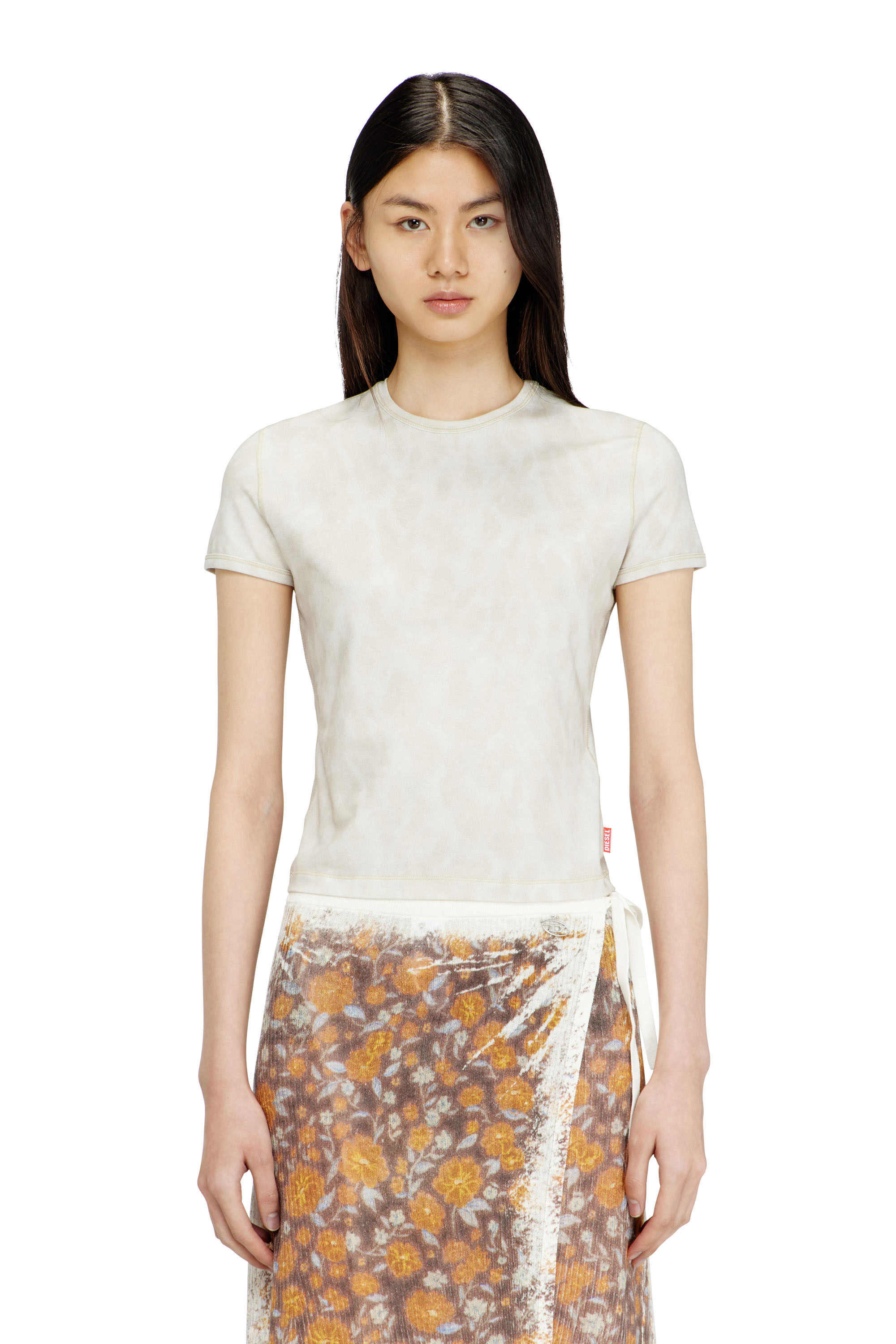 Diesel - T-ANIMA, Female's Animal-print T-shirt in stretch jersey in グレー - 1