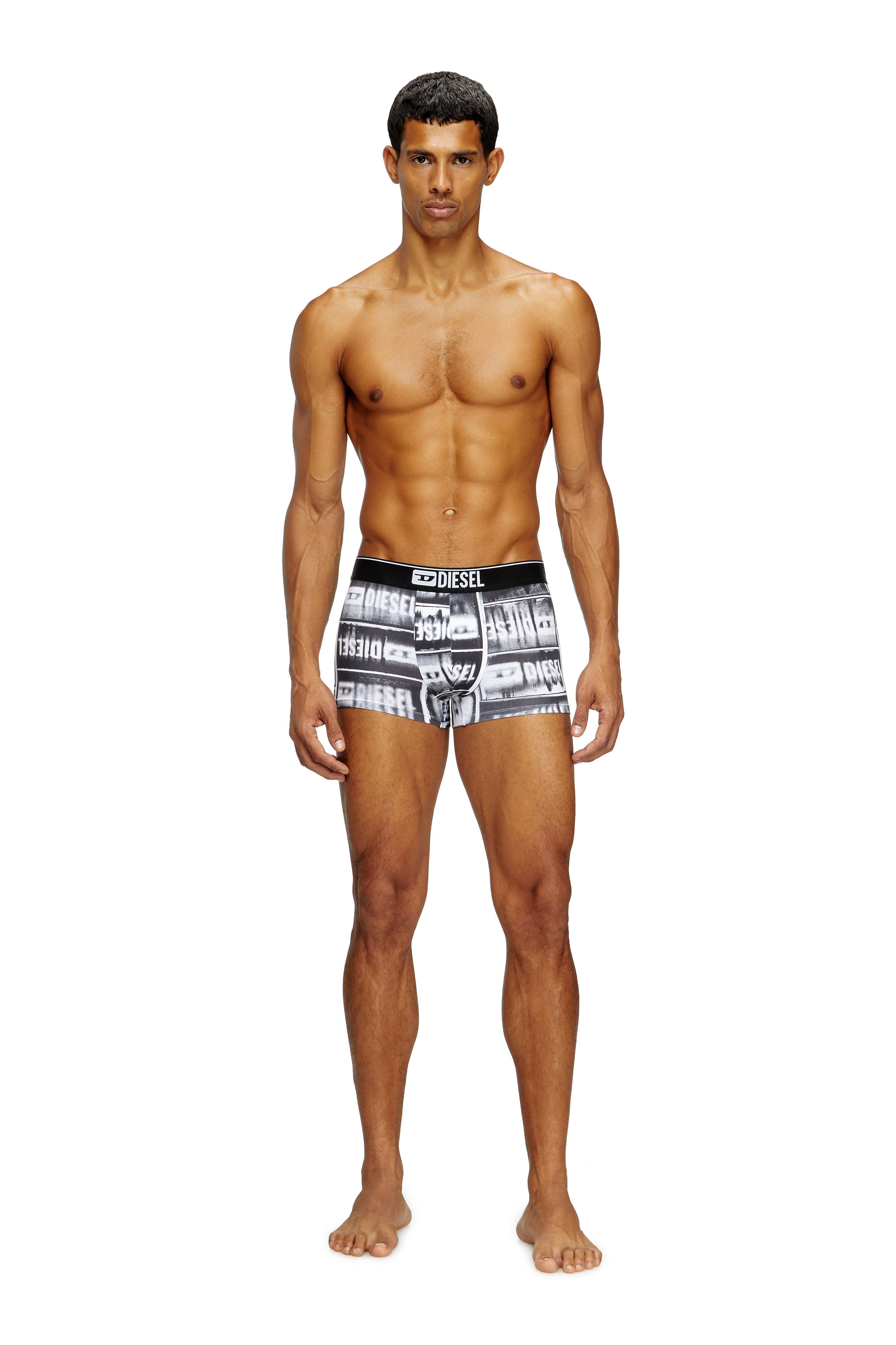 Diesel - DAMIEN-D-BOX, Male's Boxer briefs with faded logo print in ブラック - 1