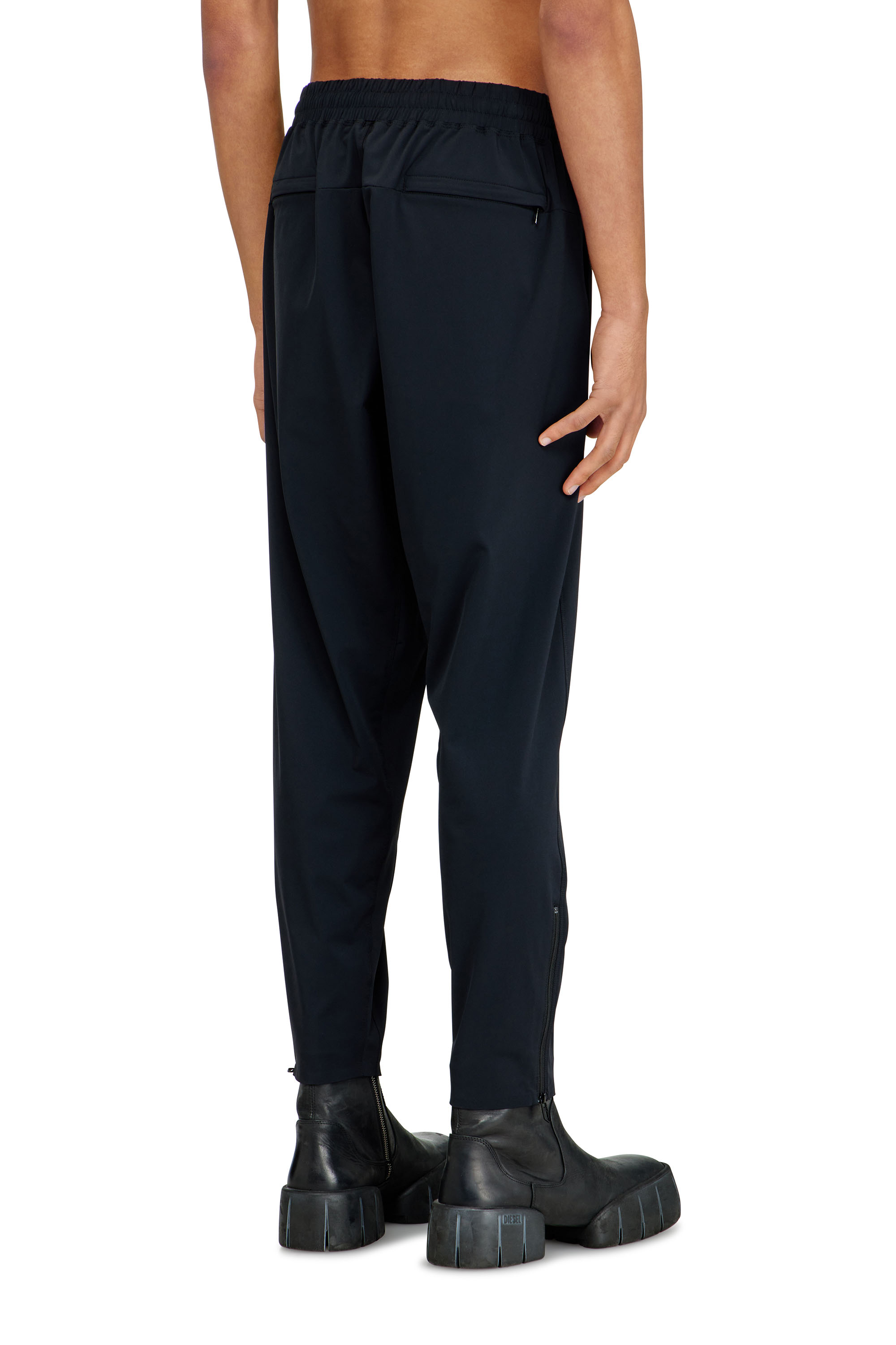 Diesel - P-ACTIVE, Male's Nylon-blend pants with zipped cuffs in ブラック - 4