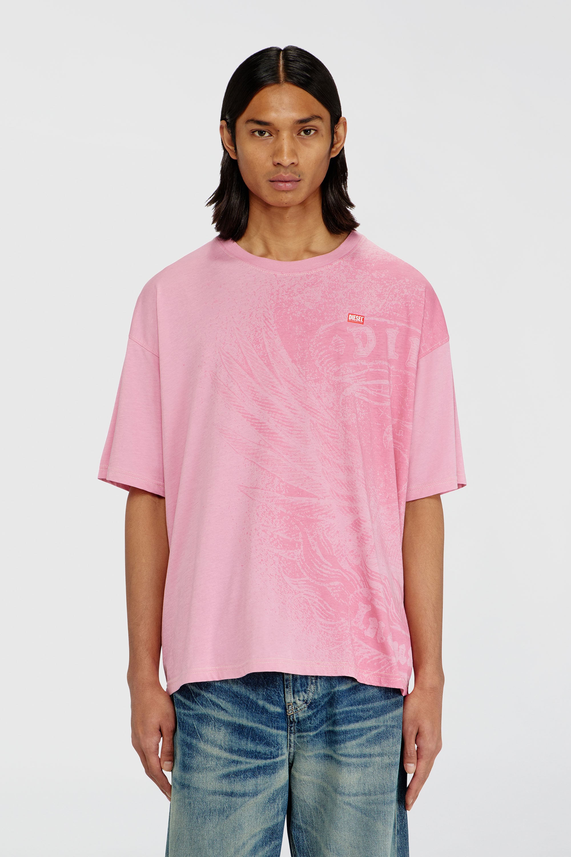 Diesel - T-BOXT-AA3, Male's Tシャツ in ピンク / ホワイト - 1