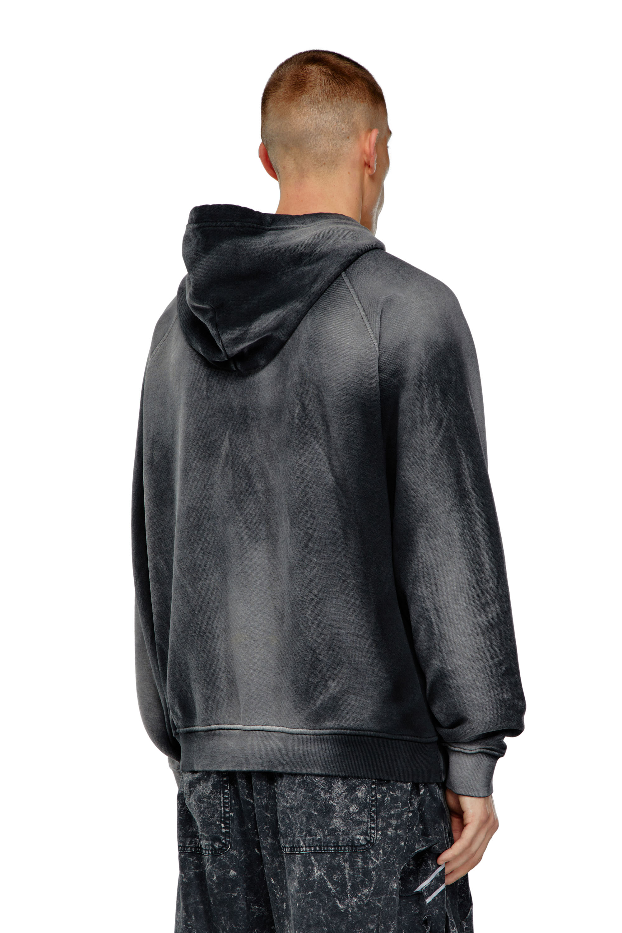 Diesel - S-ROXT-HOOD, Male's Hoodie in solarised jersey in ブラック - 5