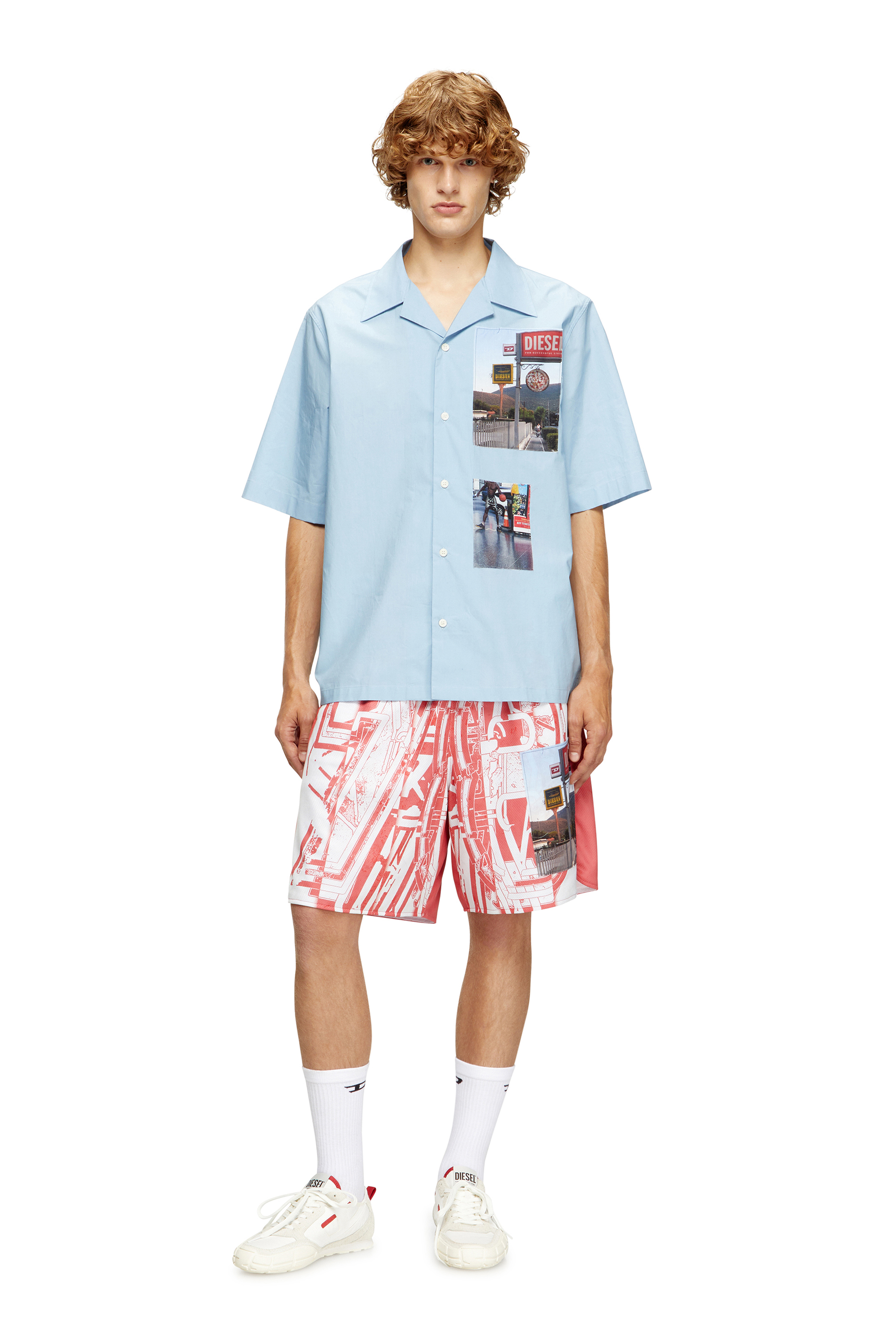 Diesel - S-PAGODHA LOW, Male's S-Pagodha-Sneakers in leather, suede and ripstop in ホワイト/レッド/ブルー - 2