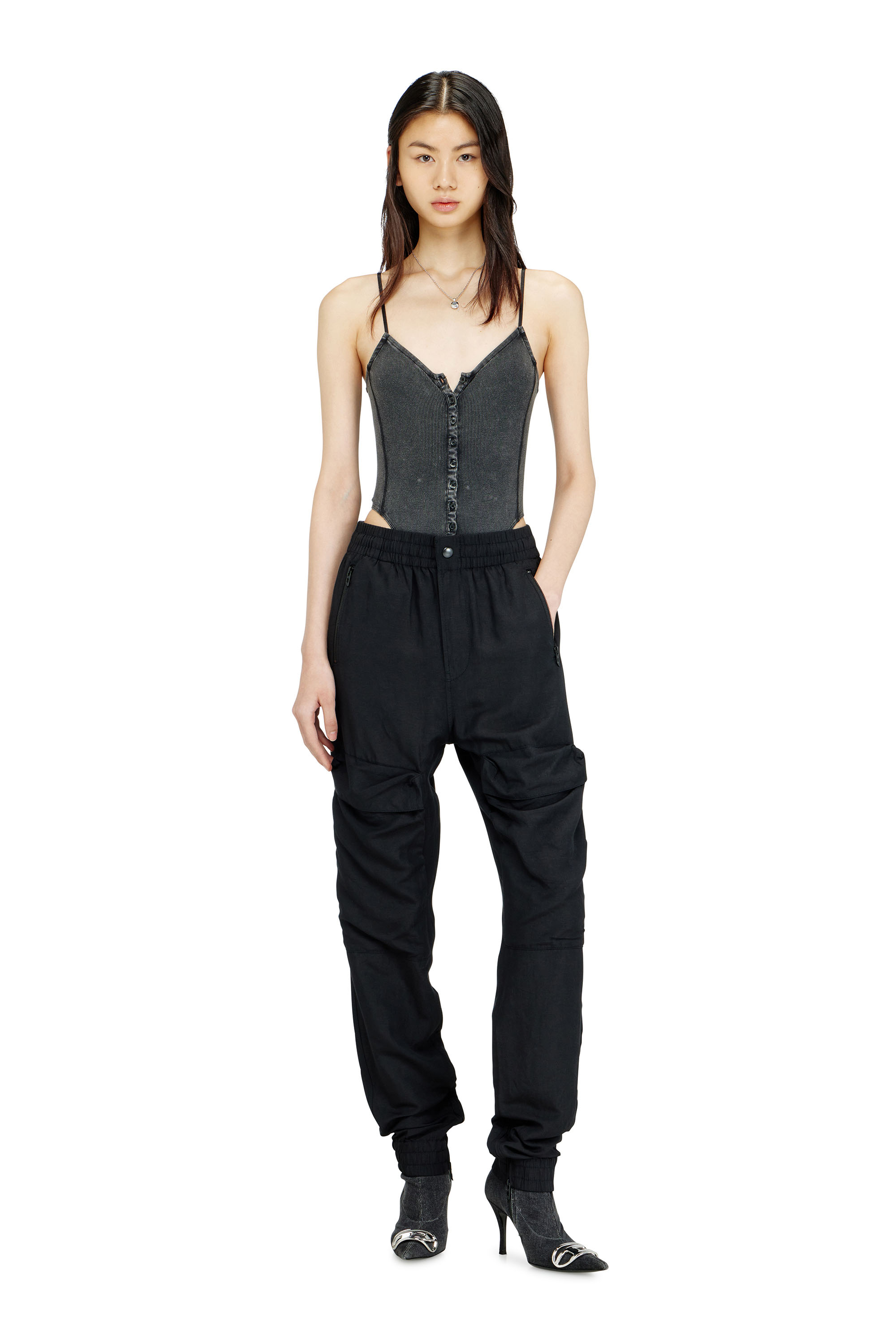 Diesel - P-RIDE-S2, Female's Linen-blend cargo pants in ブラック - 2