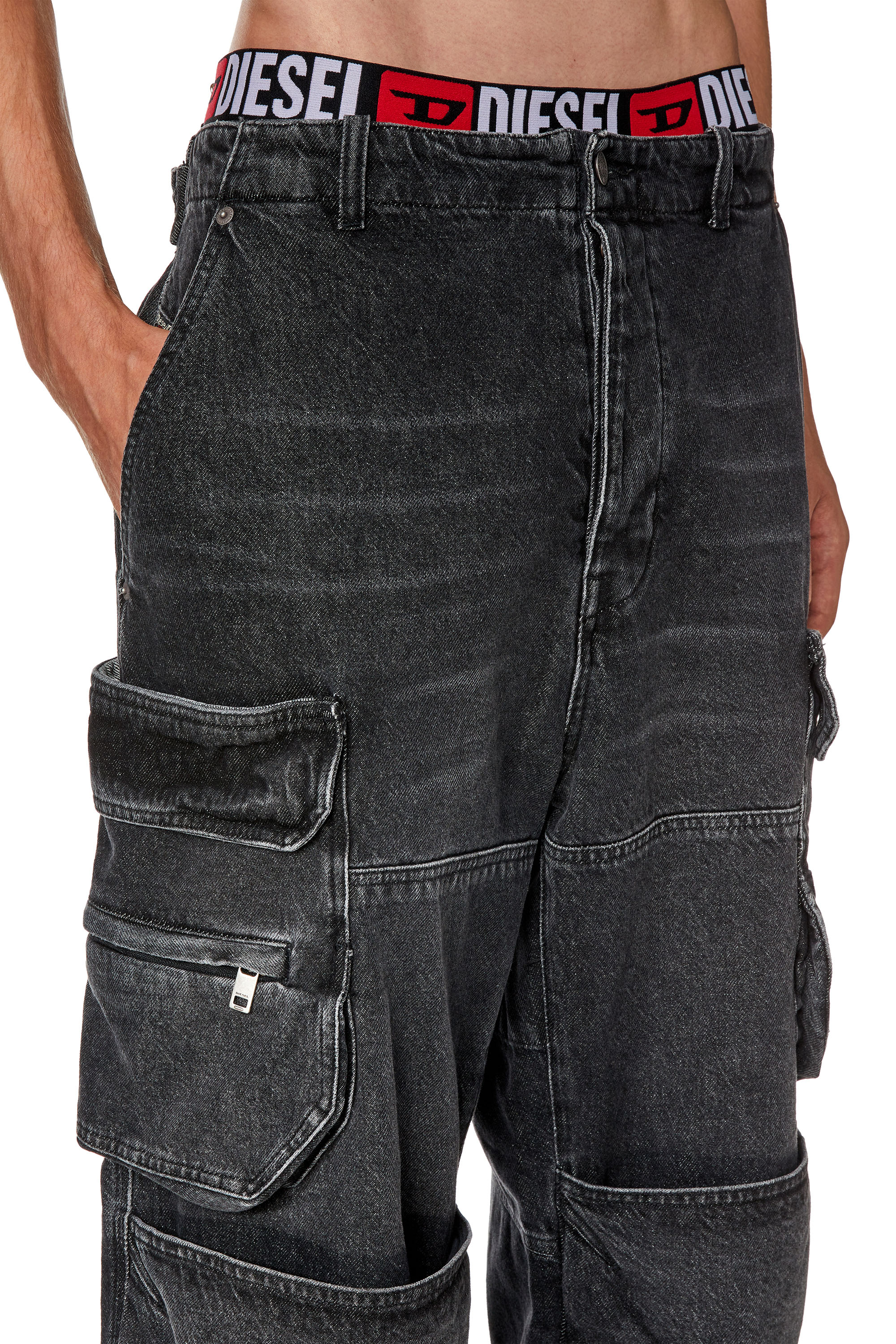 Diesel - Straight Jeans D-Fish 0HLAA, ブラック/ダークグレー - Image 5