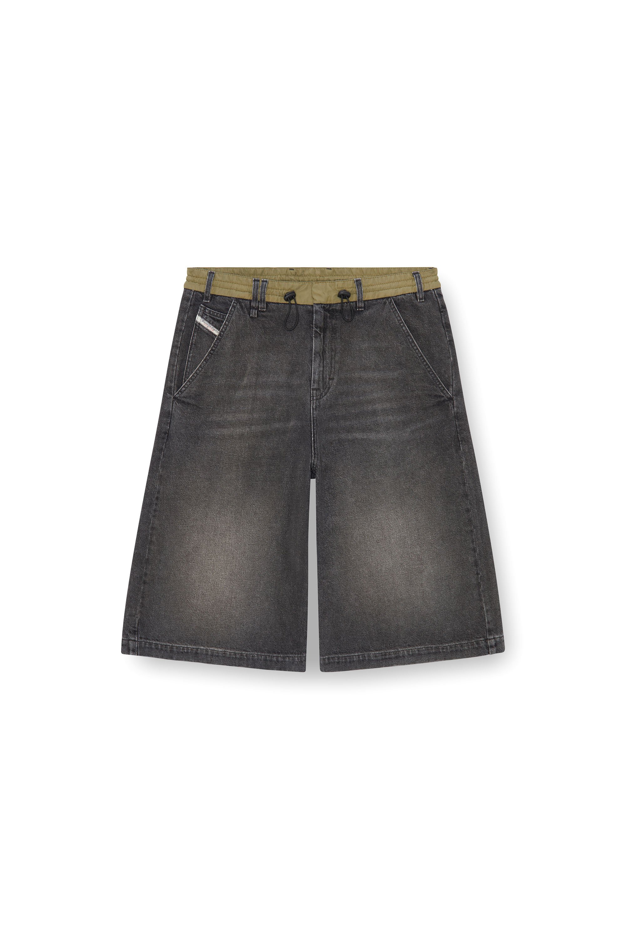 Diesel - D-ANDRE-SHORT-S, Male's Loose bermuda shorts in denim and nylon in ブラック - 2