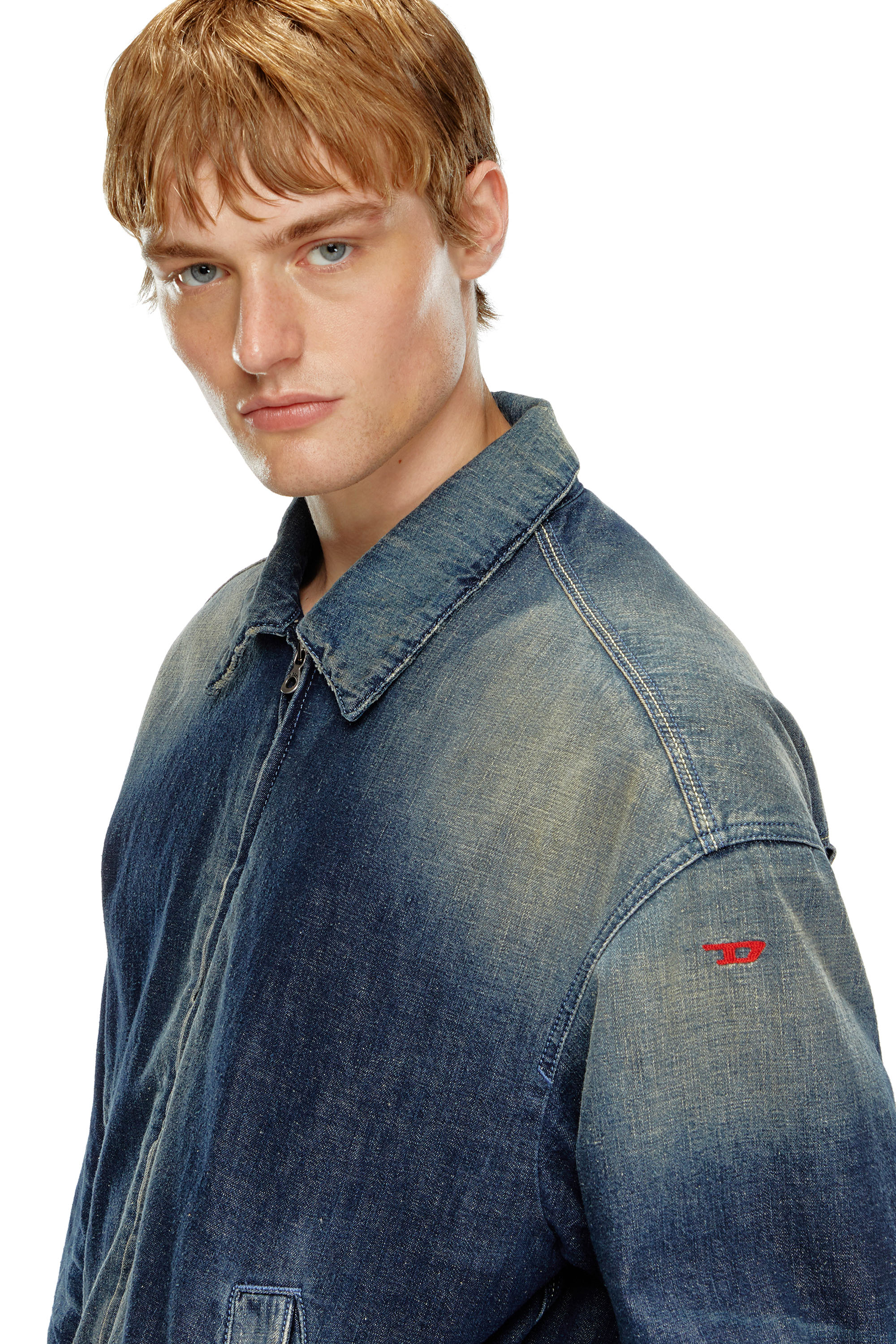 Diesel - D-STACK, Male's Padded jacket in utility-style denim in ダークブルー - 5