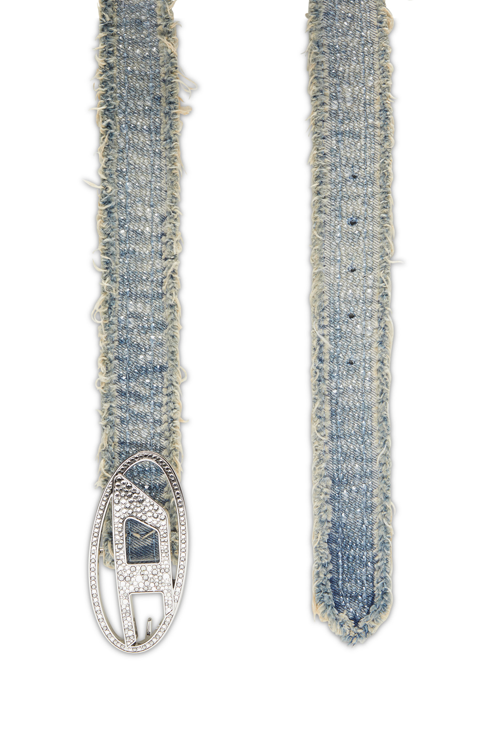 Diesel - B-1DR STRASS, Female's 4cm Leather-backed denim belt with crystals in ブルー - 2