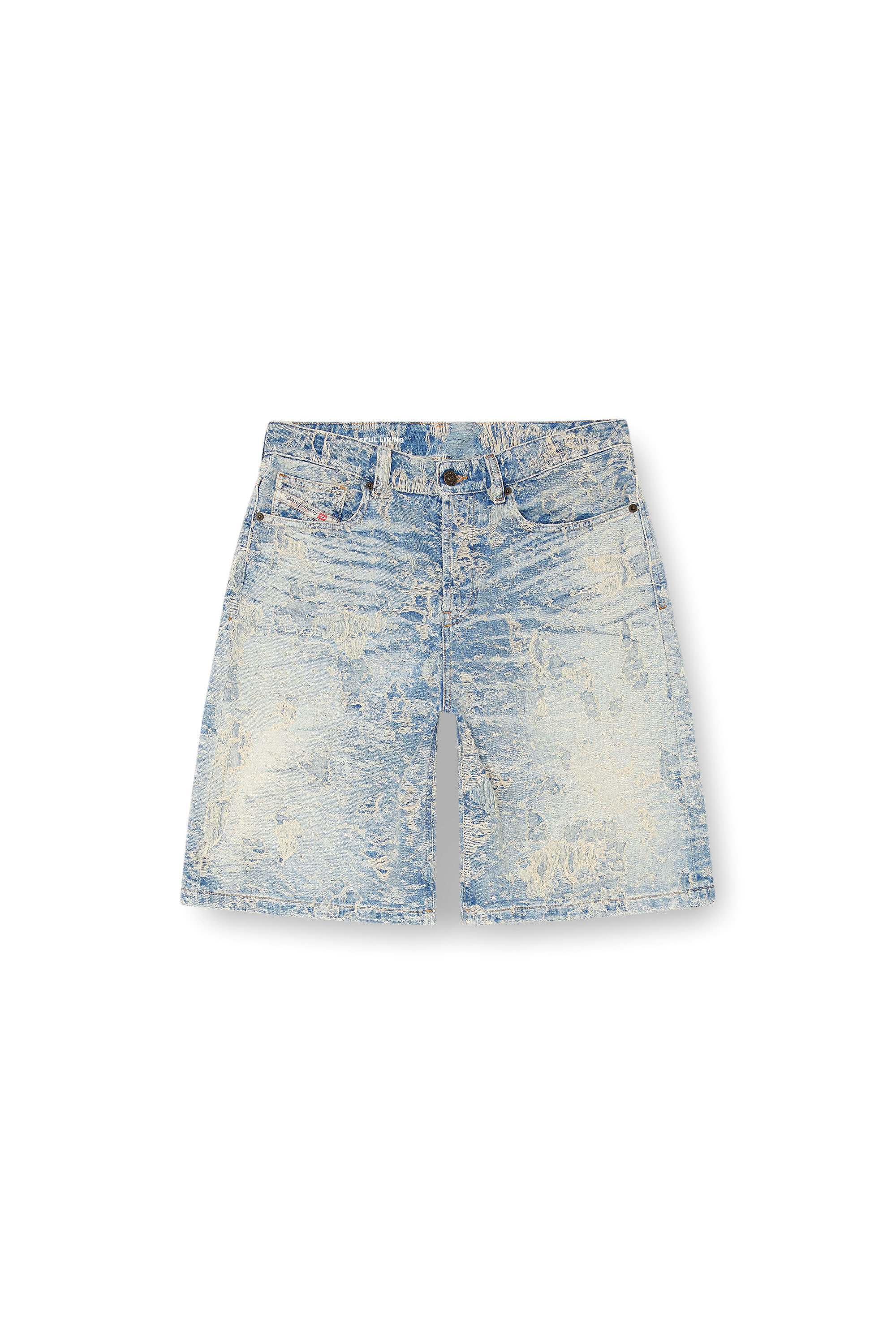 Diesel - DE-SIRE-SHORT-FSF, Female's Shorts in dirty jacquard denim in ライトブルー - 2