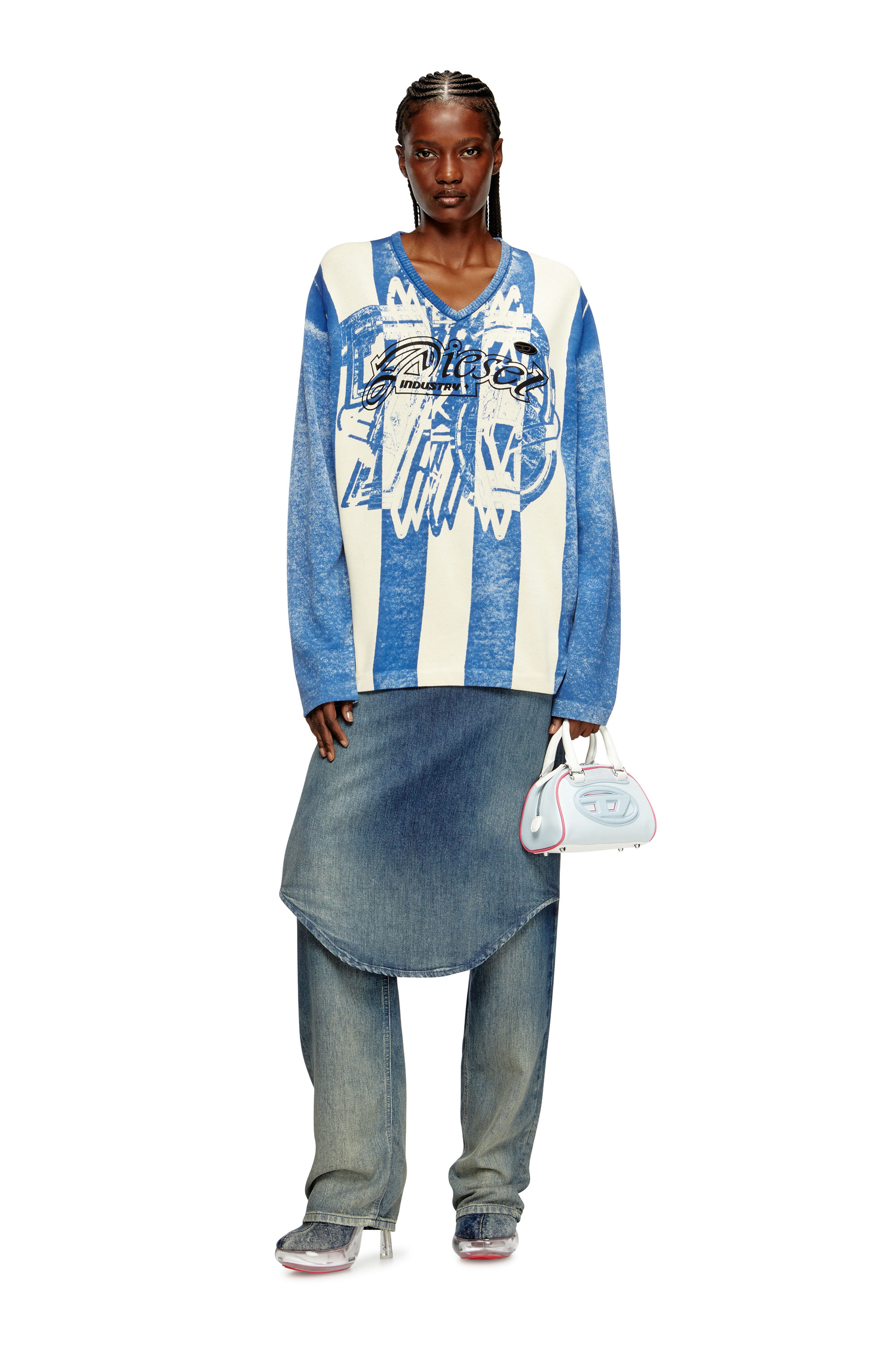 Diesel - K-OLIBA-V, Unisex's プルオーバーニット in ブルー/ホワイト - 7