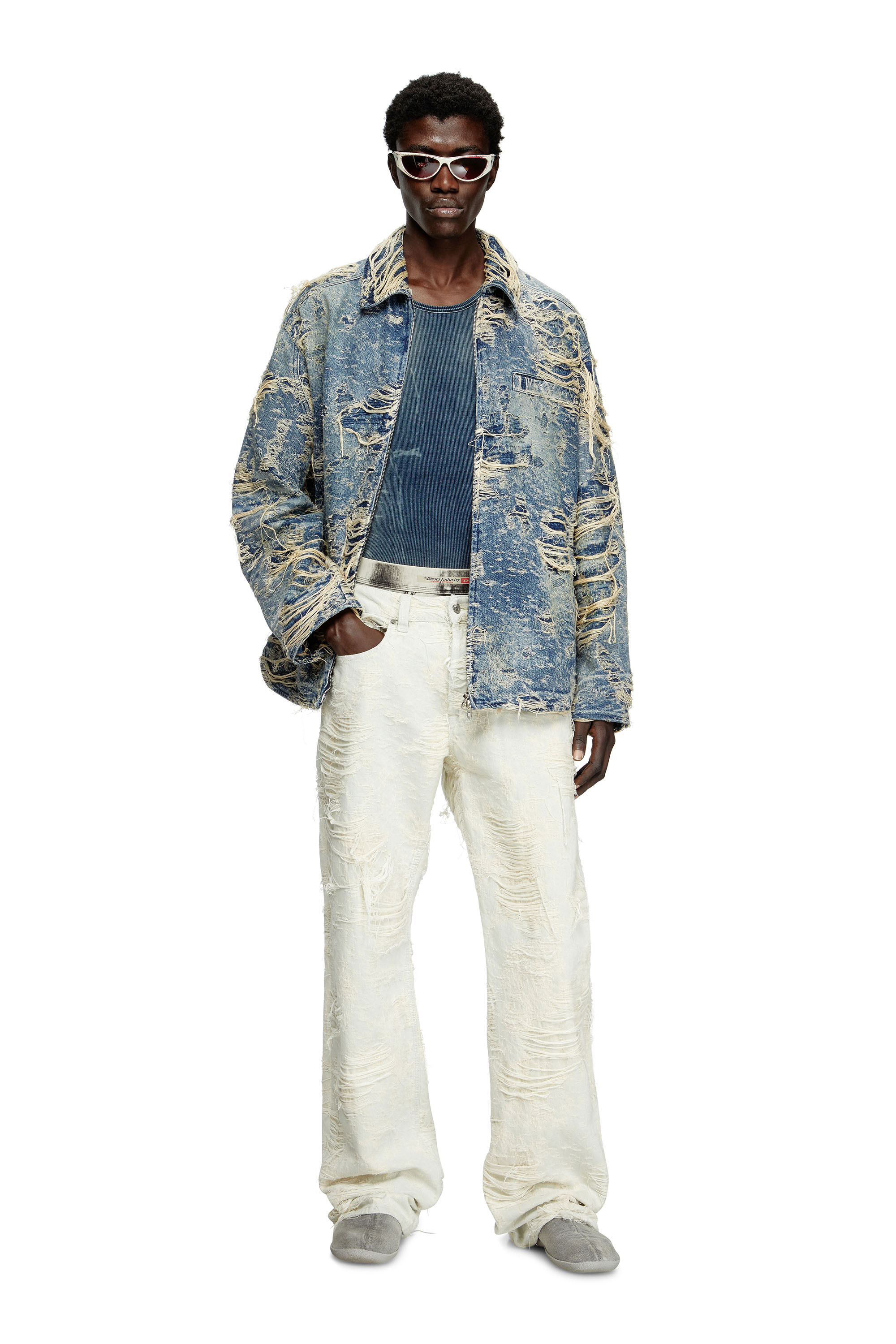 Diesel - Male's Relaxed Jeans 1980 D-Eeper 09M40, ホワイト - 2