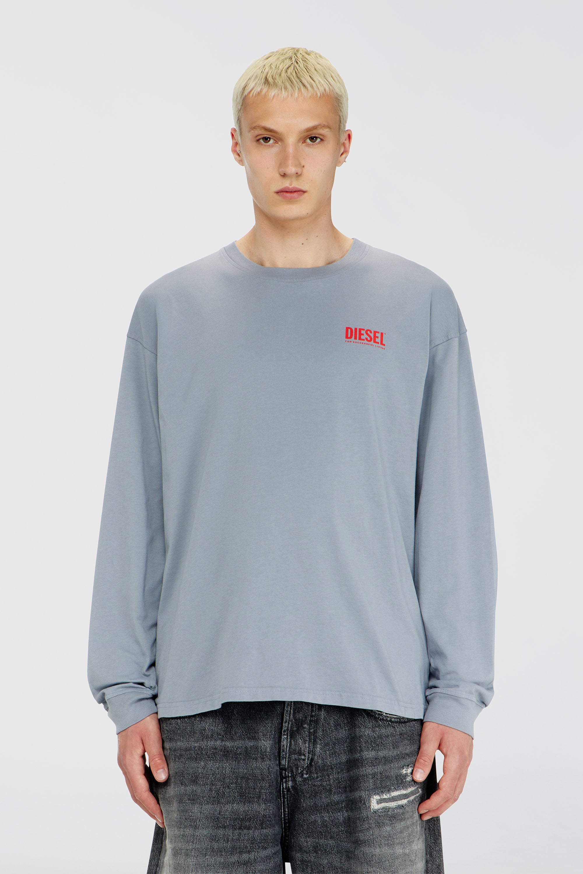 Diesel - T-BOXT-LS-BISK, Male's 長袖Tシャツ in ライトブルー - 1