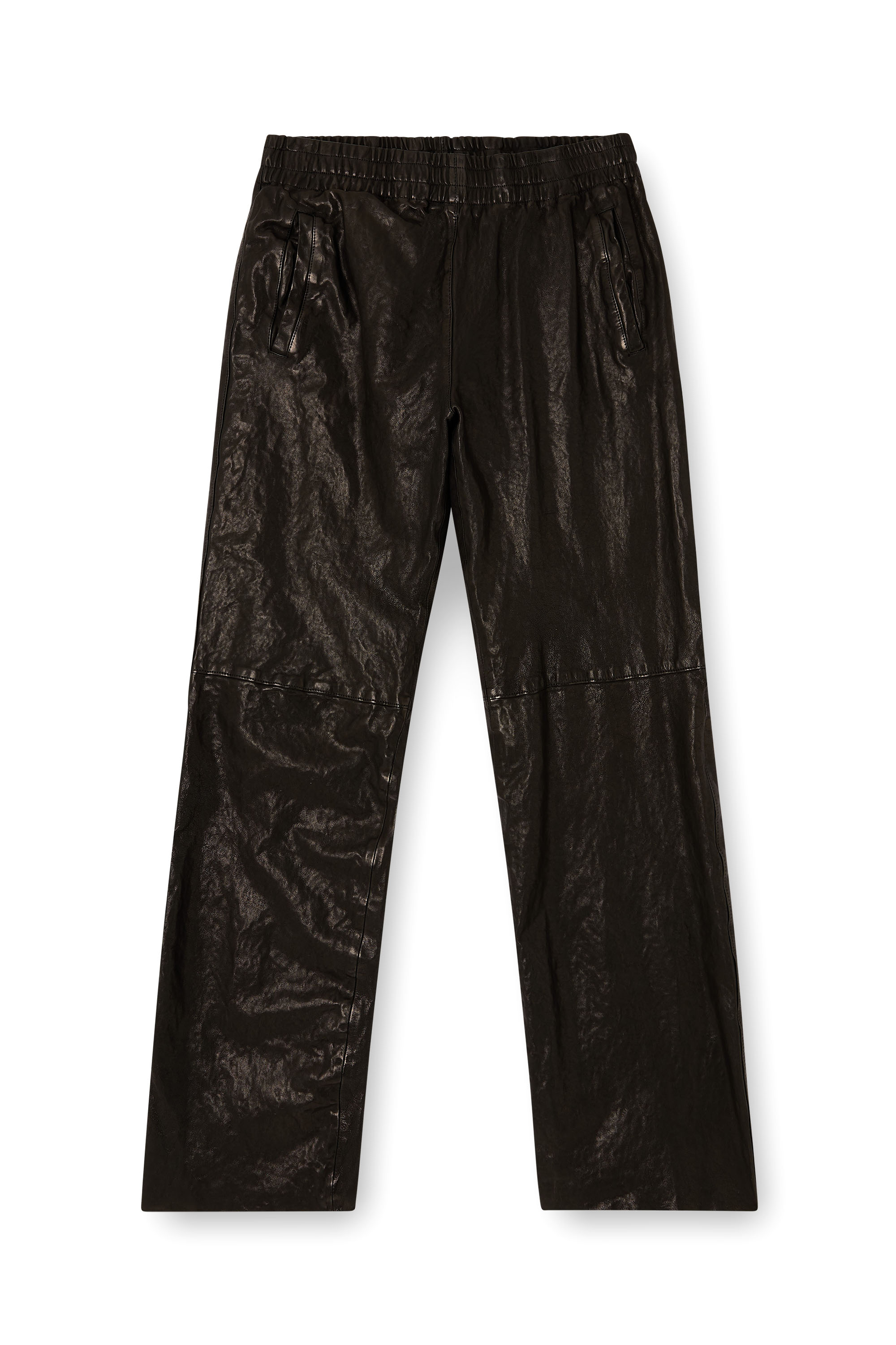 Diesel - P-BRU, Male's Elasticated pants in boiled leather in ブラック - 6