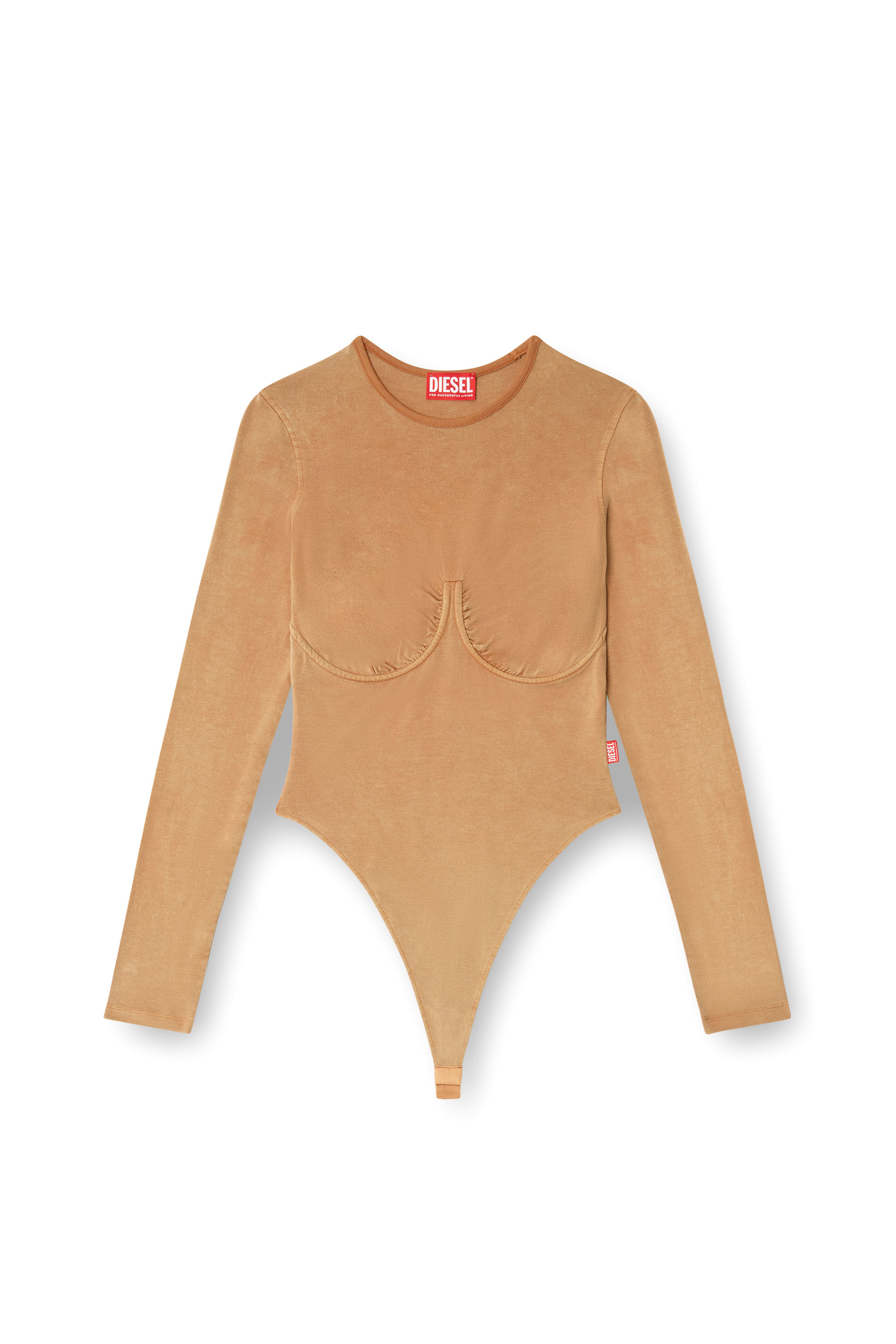 Diesel - T-FINNE-Q2, Female's Long sleeved bodysuit with bra detail in ブラウン - 3