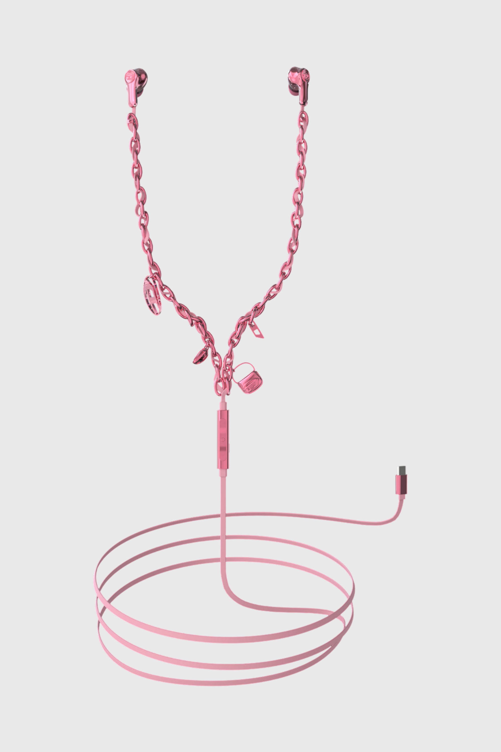 Diesel - 60688 WIRED EARBUDS WIRED EARBUDS, Unisex's Pink wired earbuds and charms in ピンク / ホワイト - 1