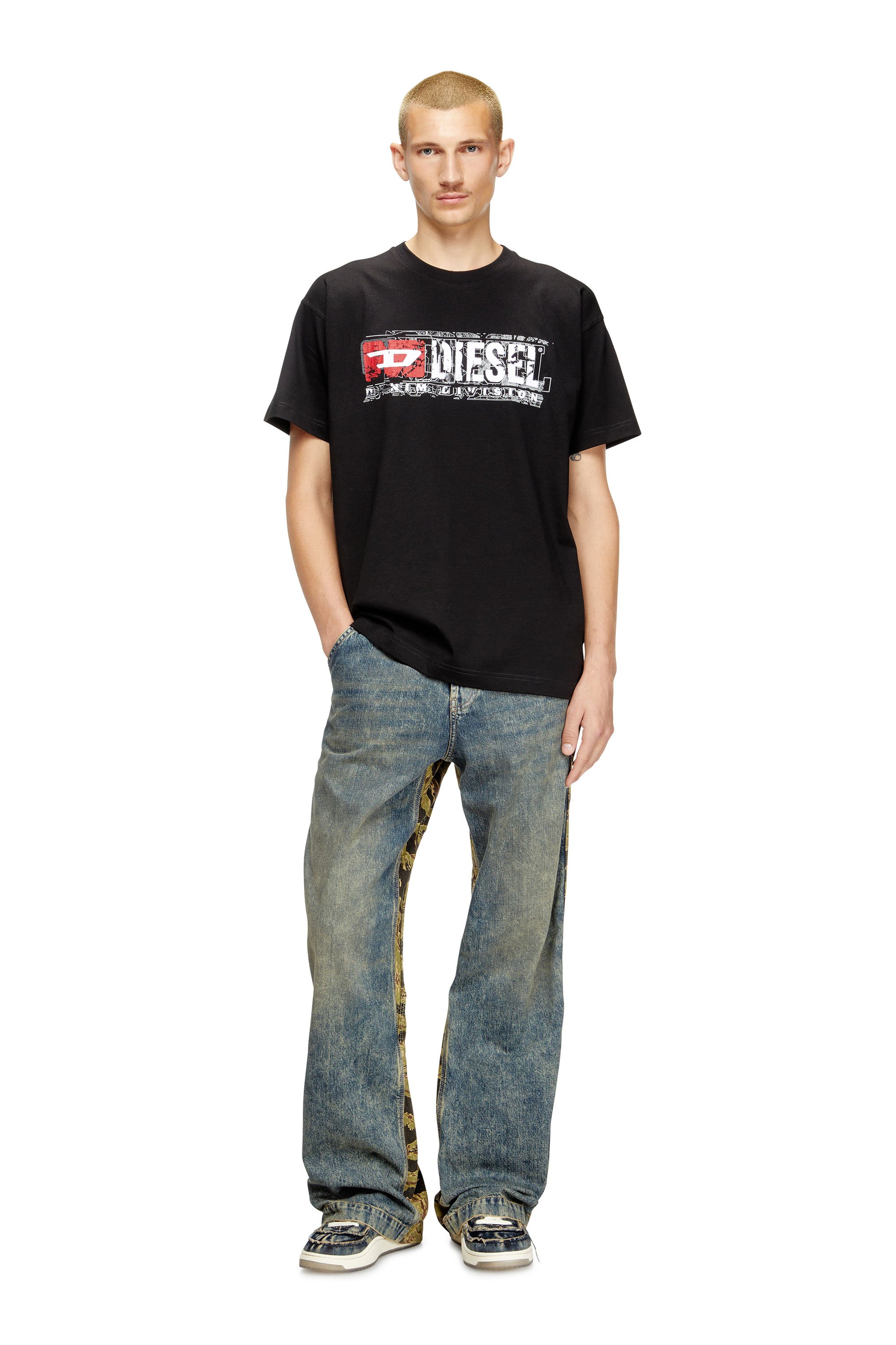 Diesel - T-NORM-T6, Male's T-shirt with flocked Diesel Denim Division logo in ブラック - 2