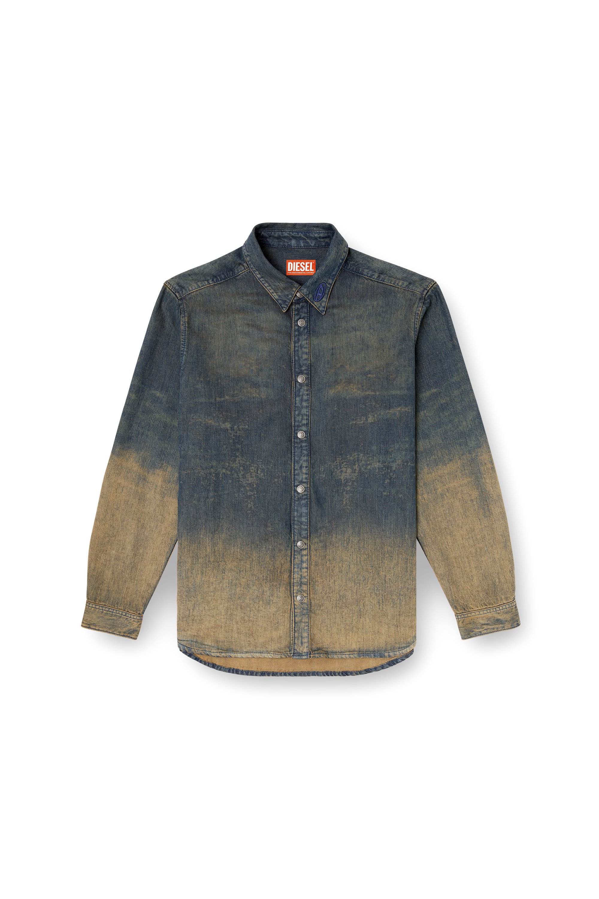 Diesel - D-SIMPLY-S8, Male's Shirt in fluid shaded denim in ダークブルー - 3