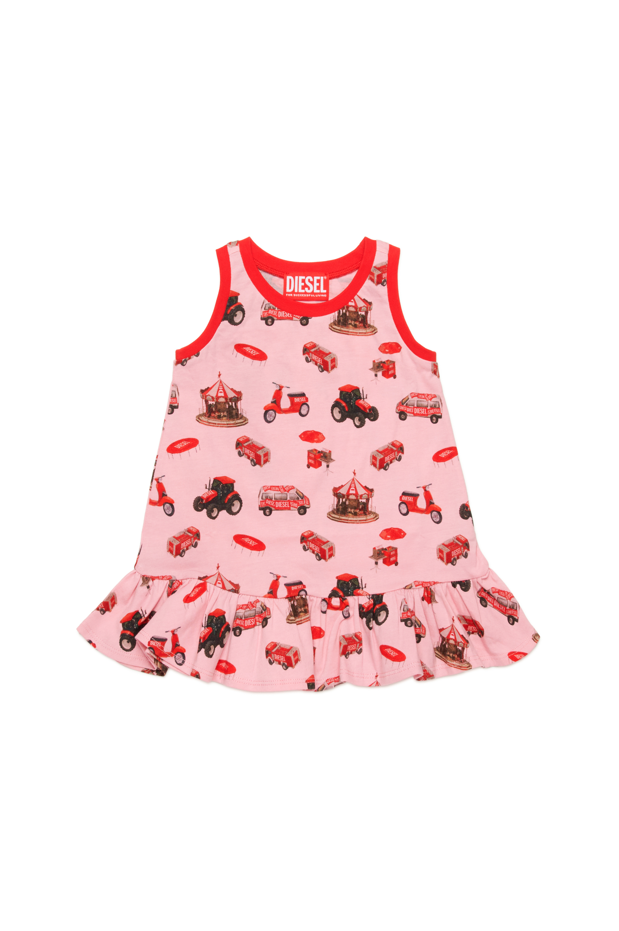 Diesel - MCURBIB, Female's Sleeveless beach dress with vehicle print in ピンク / ホワイト - 1