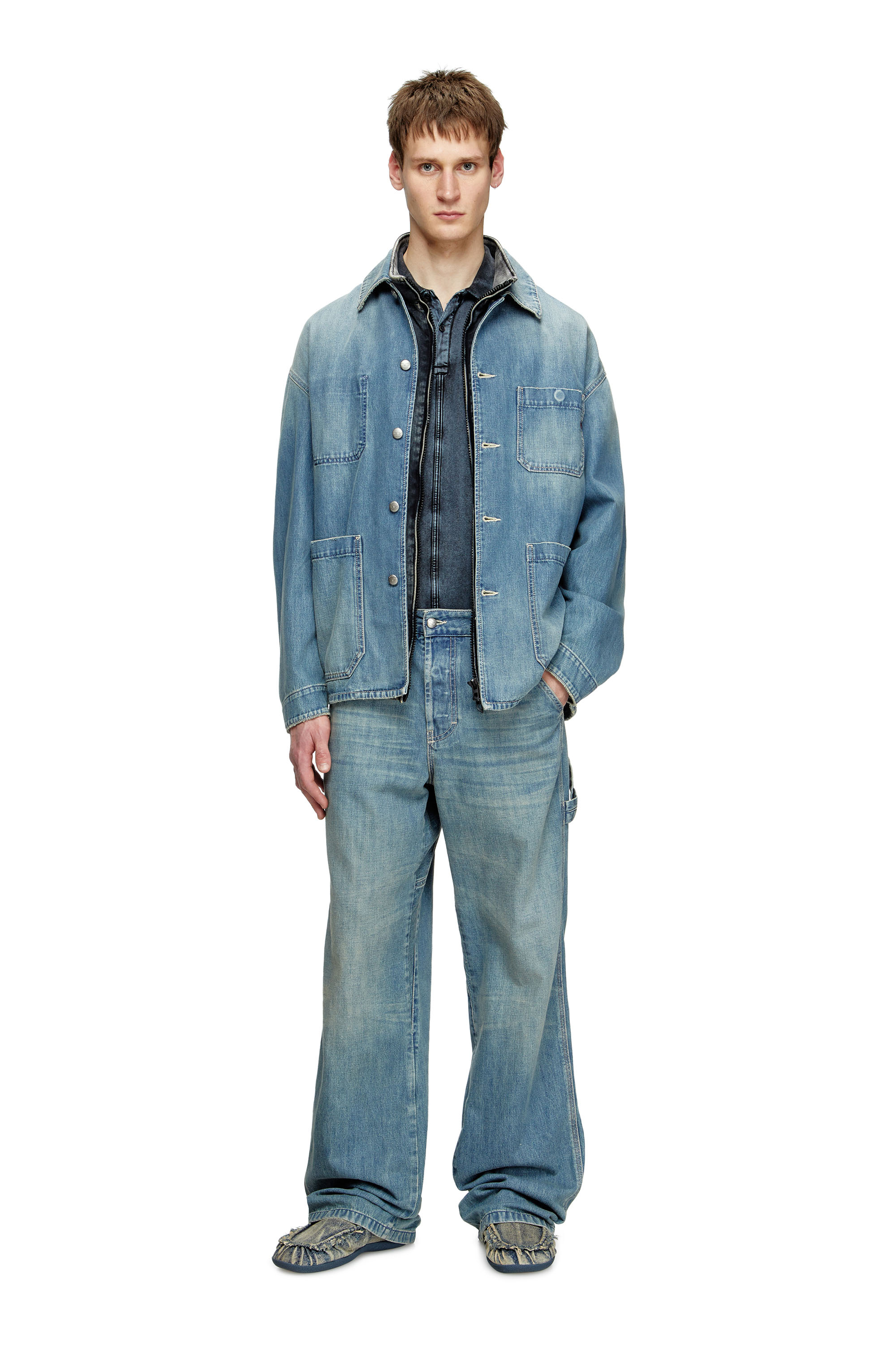 Diesel - D-STACK-U, Unisex's Utility-style denim jacket in ミディアムブルー - 1