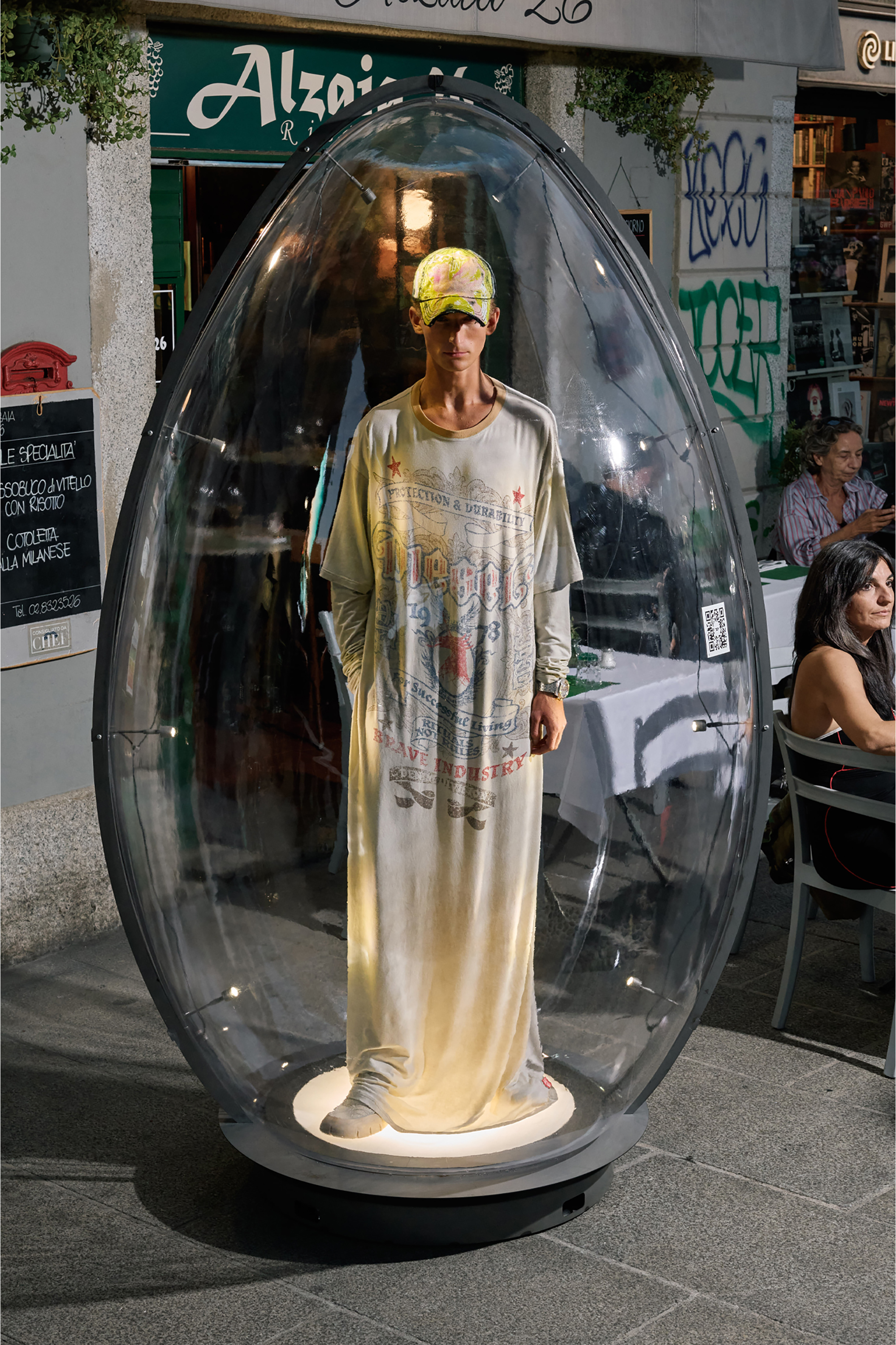 Diesel - T-AMADO, Male's Ultra-long T-shirt with layered sleeves in ホワイト - 6