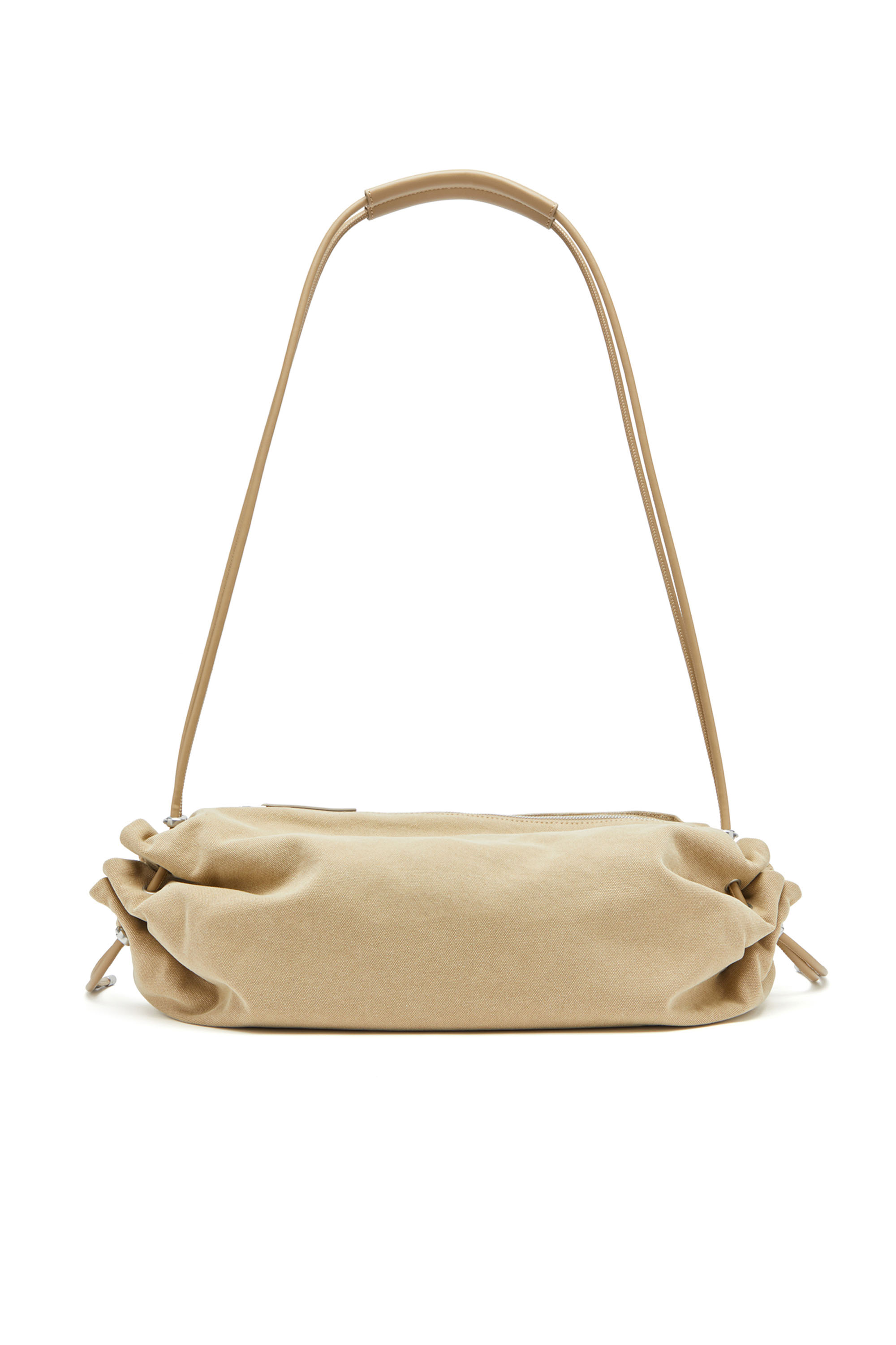 Diesel - SCRUNCH-D CROSSBODY L, Female's Scrunch-D L-Scrunched duffle bag in treated canvas in ベージュ - 3