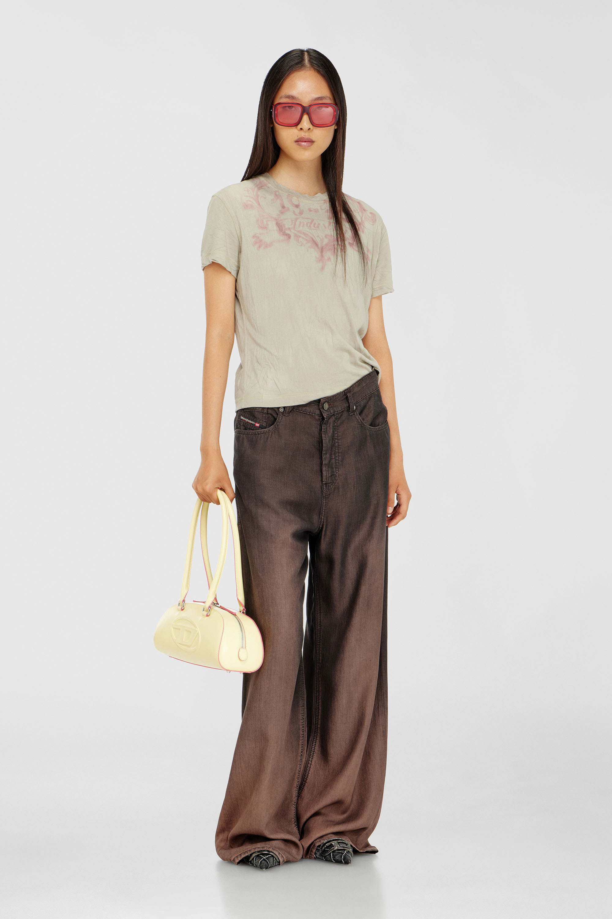 Diesel - T-ILA-AA5, Female's Tシャツ in ベージュ/ピンク - 2