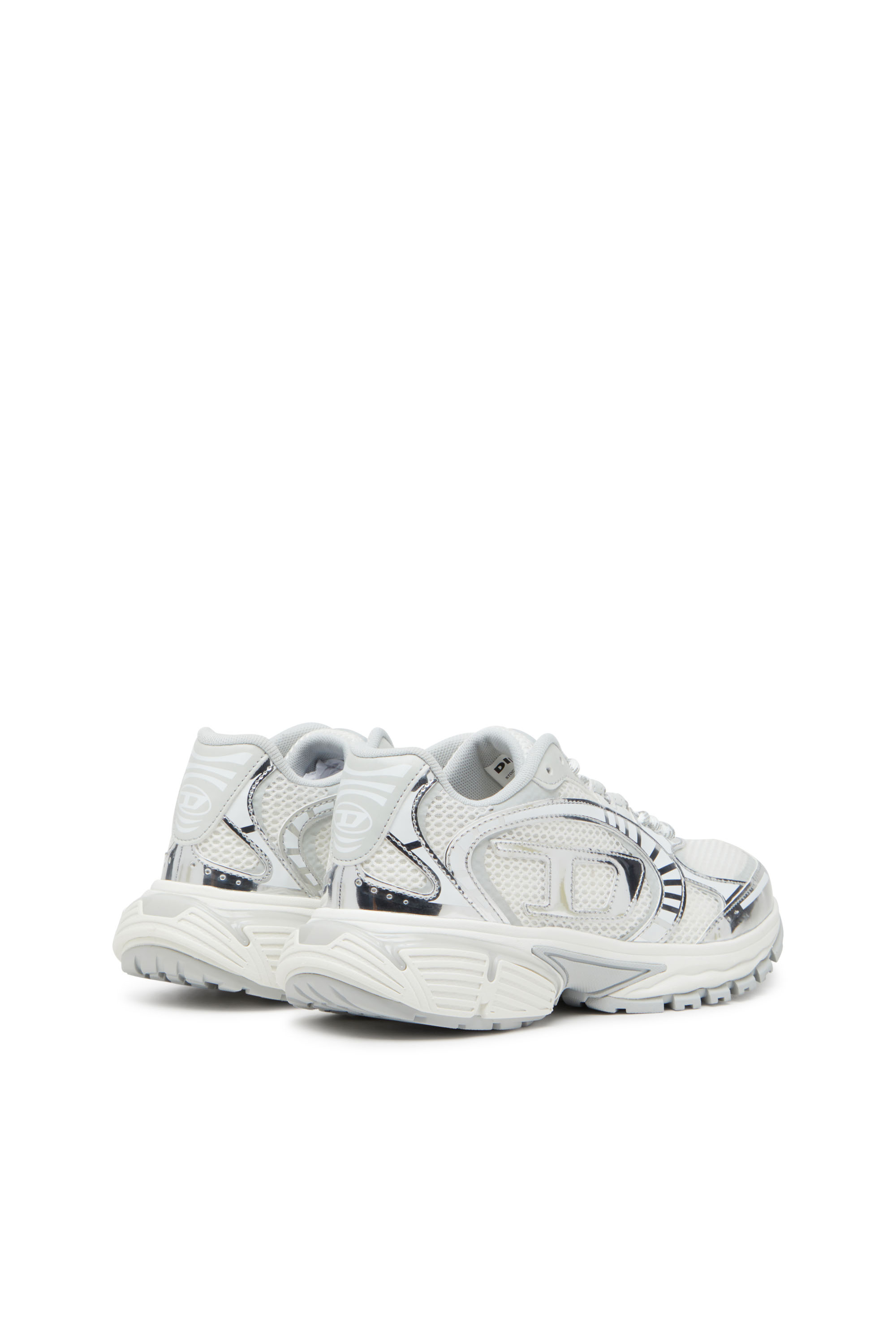 Diesel - S-PRO-V-DENSE LOW W, Female's S-Pro-V-Dense-Metallic mesh sneakers with Oval D logo in ホワイト/シルバー - 3