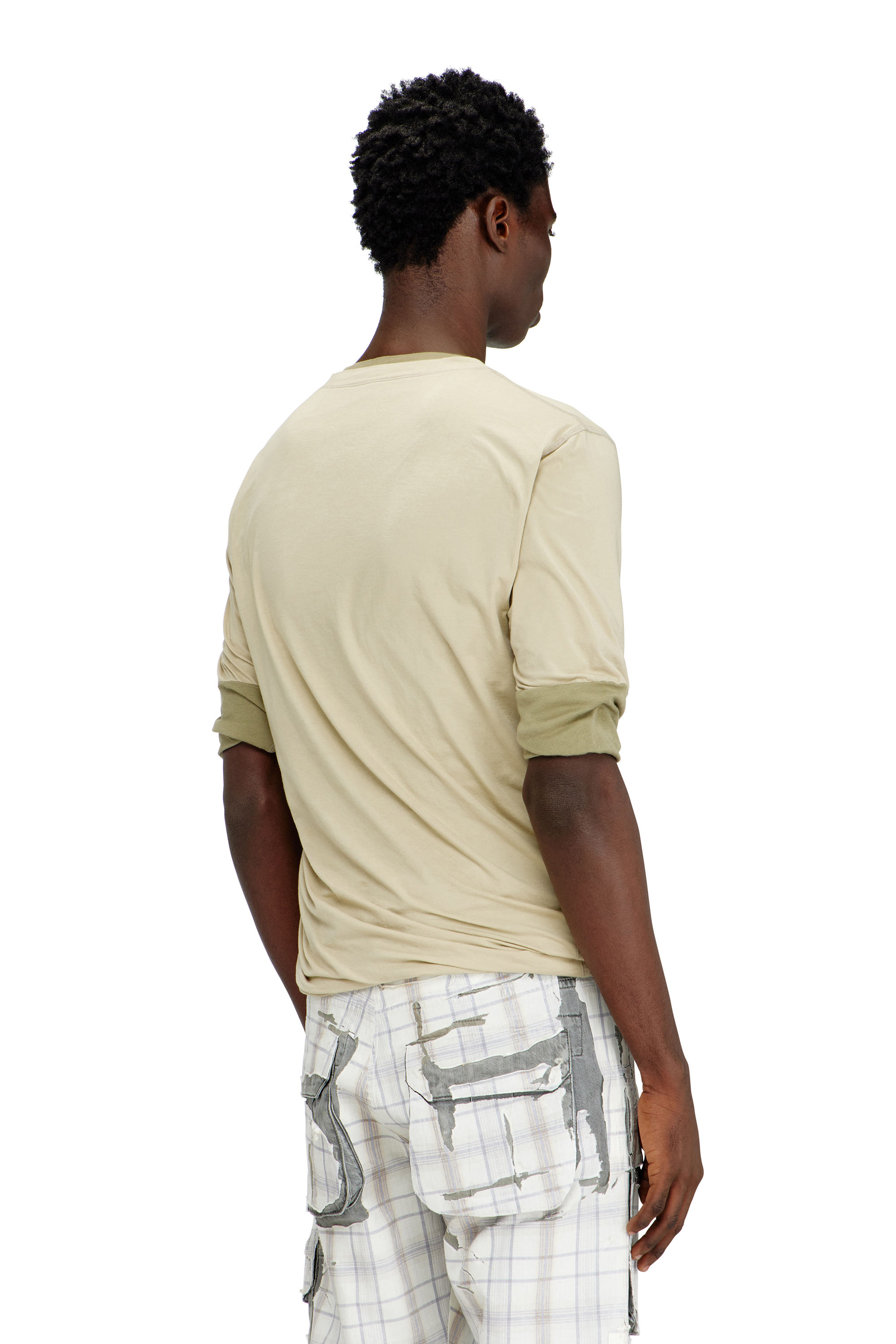 Diesel - T-MOODY-PLAIN, Male's Twisted double-layer top in グリーン - 4