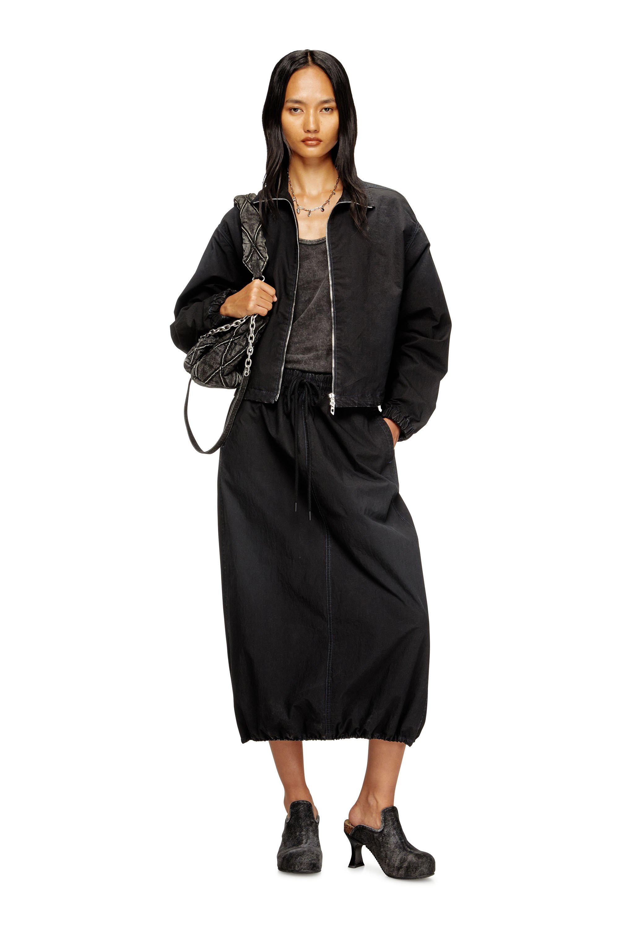 Diesel - DE-SANDERZ JOGG, Female's High-neck technical JoggJeans jacket in ブラック - 2