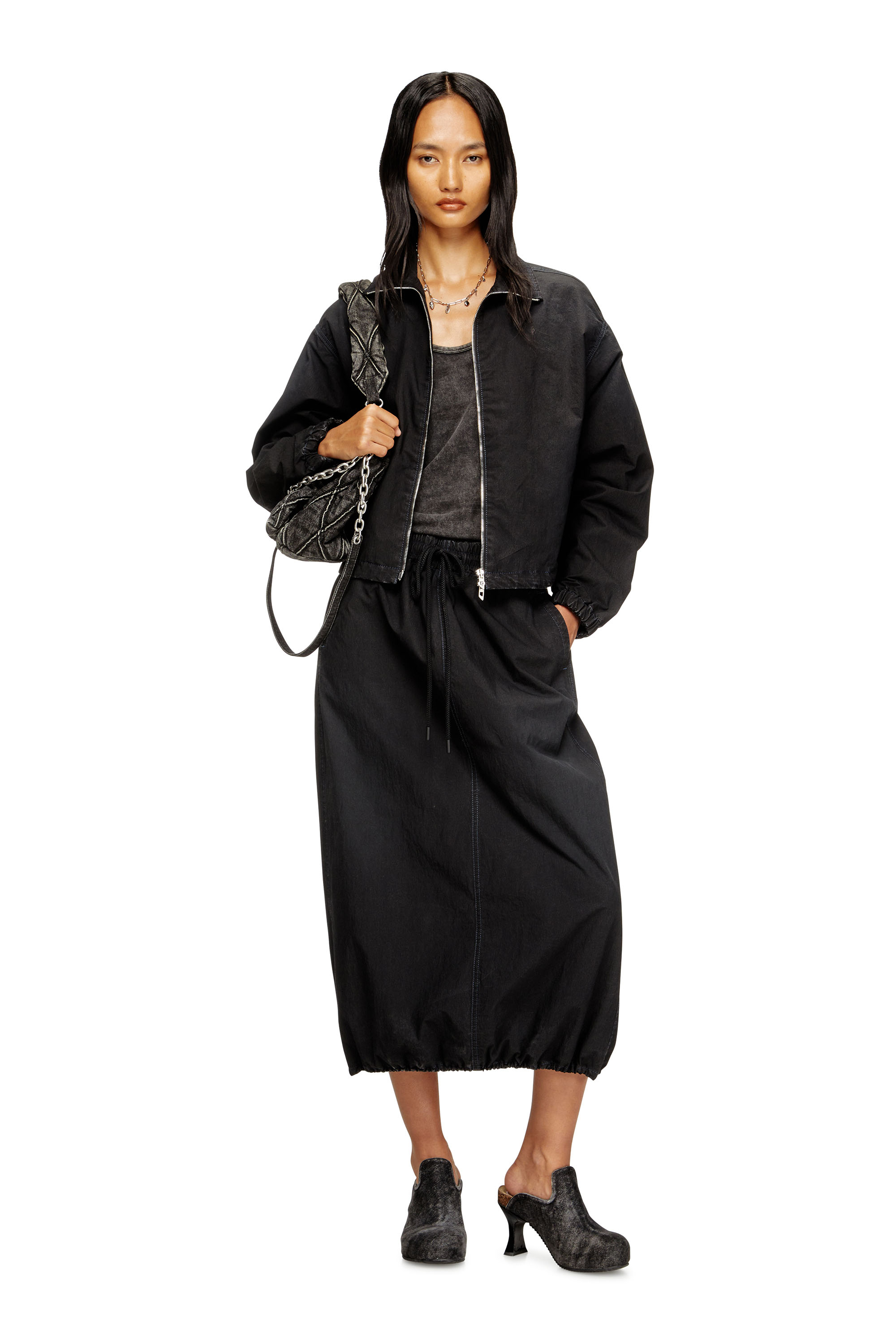 Diesel - DE-SANDERZ JOGG, Female's High-neck technical JoggJeans jacket in ブラック - 1