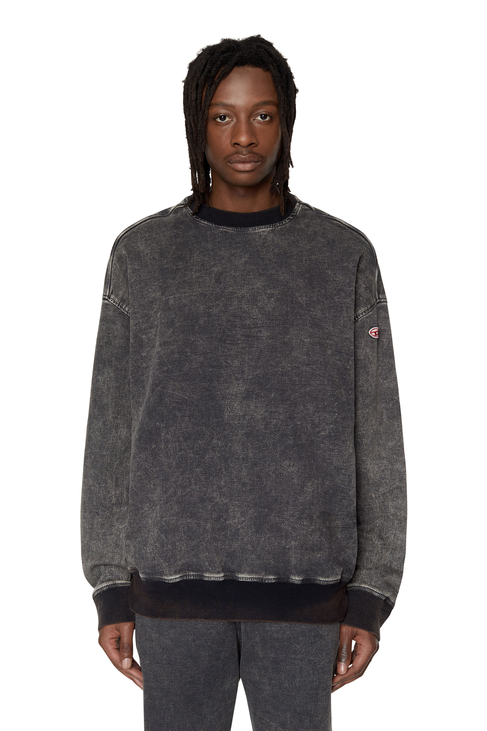 Diesel - D-KRIB TRACK DENIM SWEATSHIRT, ブラック/ダークグレー - Image 1