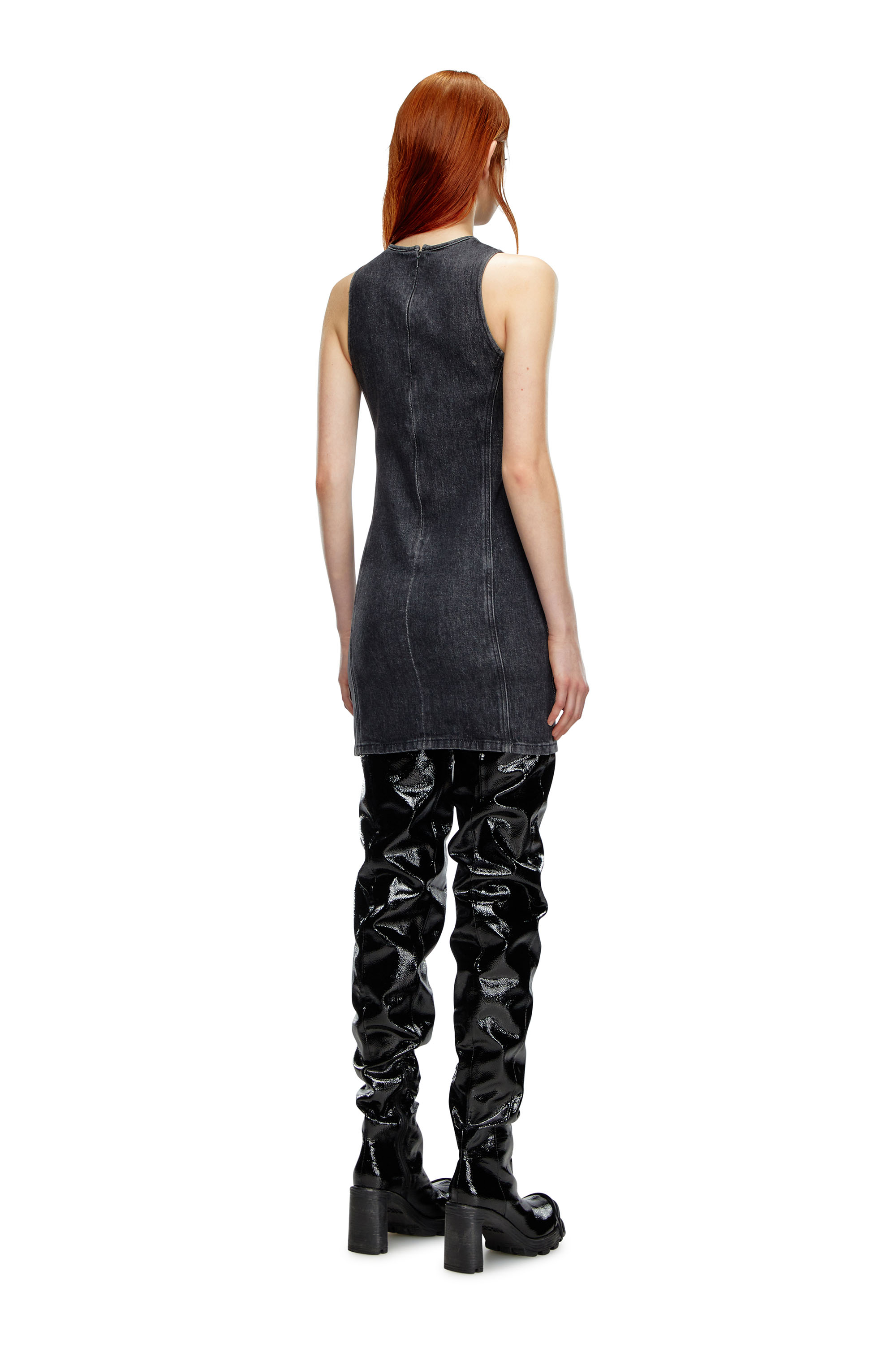 Diesel - DE-FERRIZ-FSD, Female's Denim mini dress with Oval D plaque in ブラック - 2