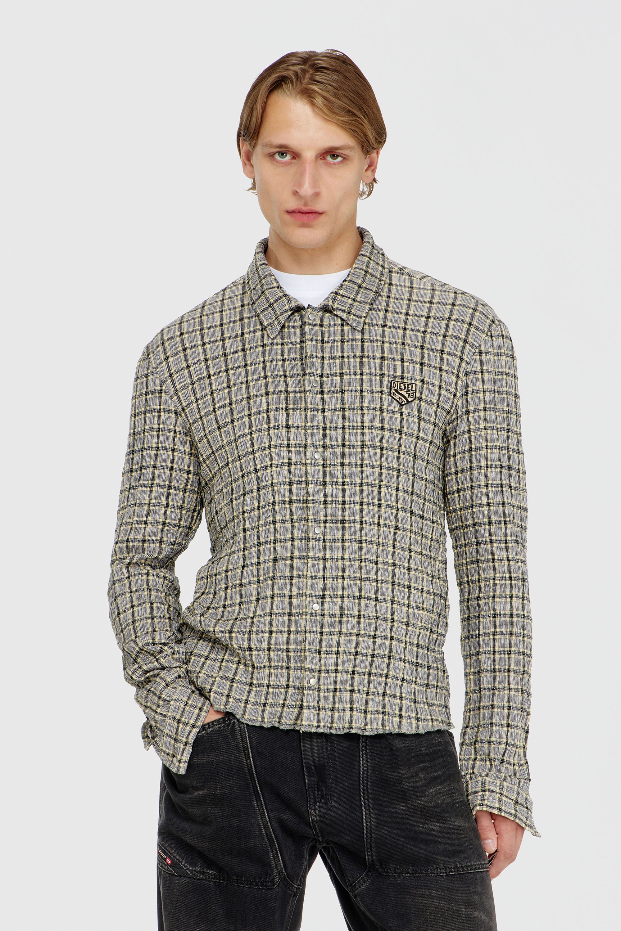 Diesel - S-SEERK, Male's シャツ in グリーン/グレー - 1
