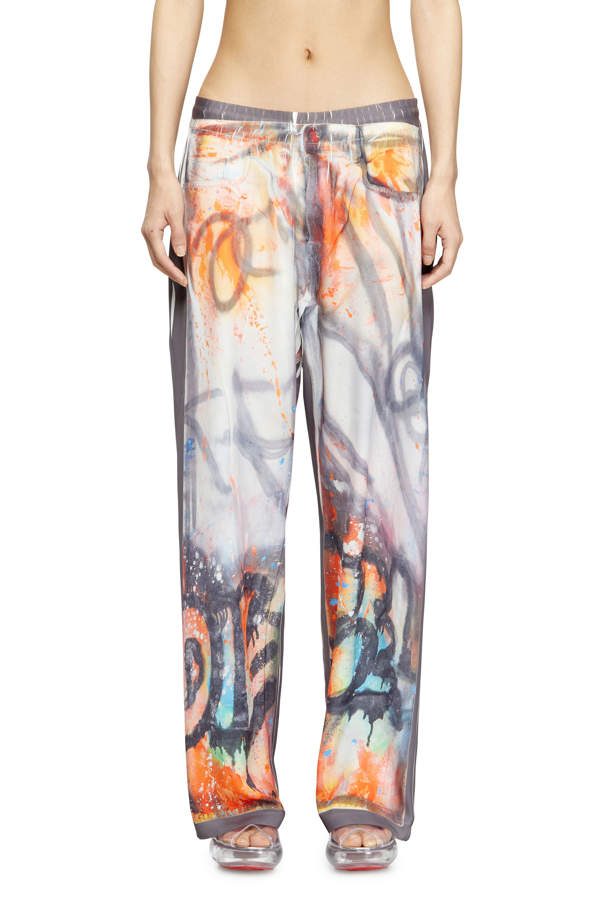 Diesel - P-AFTER-GRAFFITI-USA, Unisex's Relaxed pant with graffiti print in グレー - 5